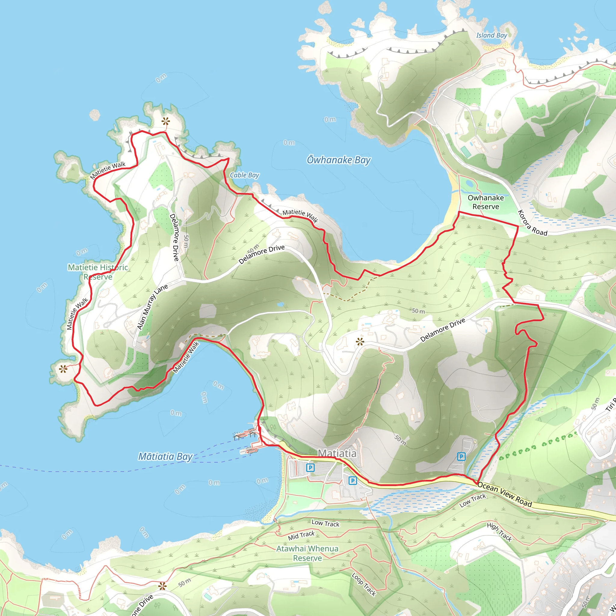 Waiheke Island Short Loop mobile static map