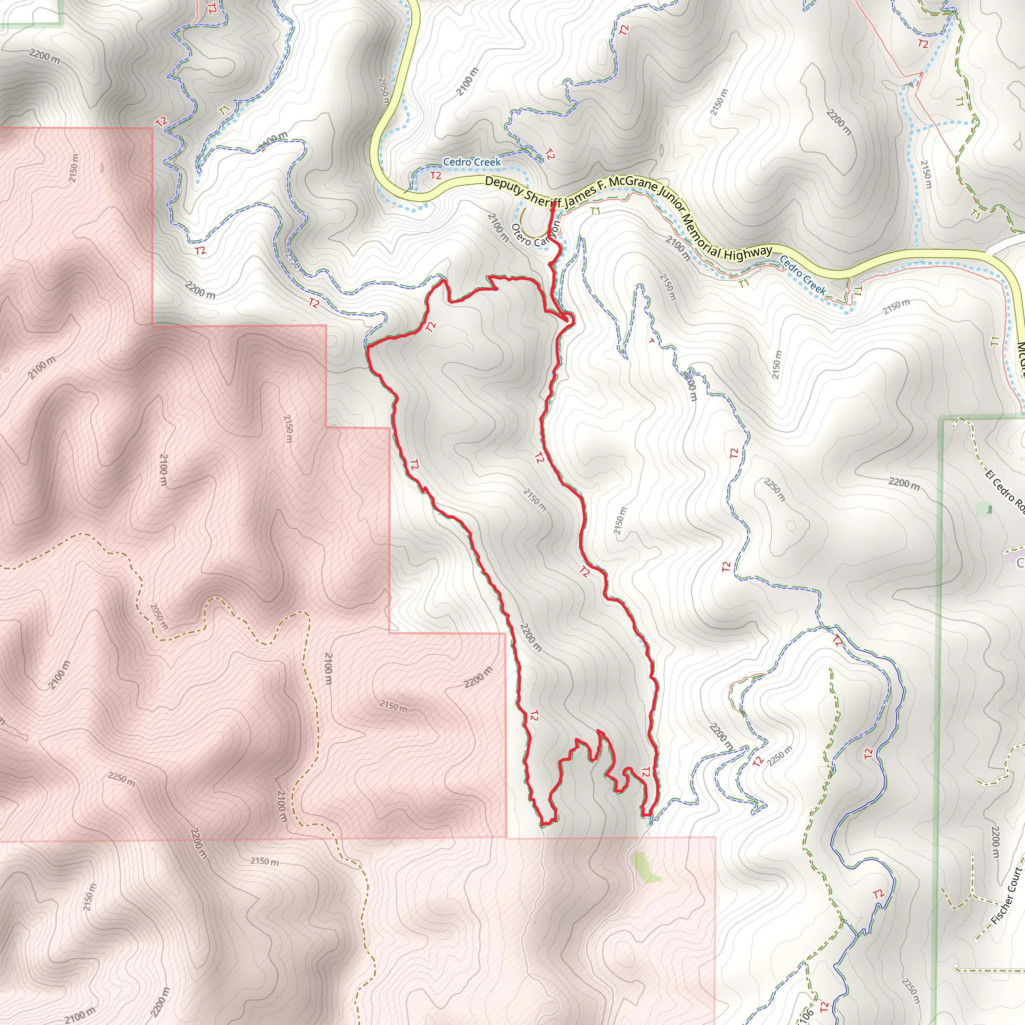 Tunnel Canyon, West Ridge and Otero Canyon Loop mobile static map