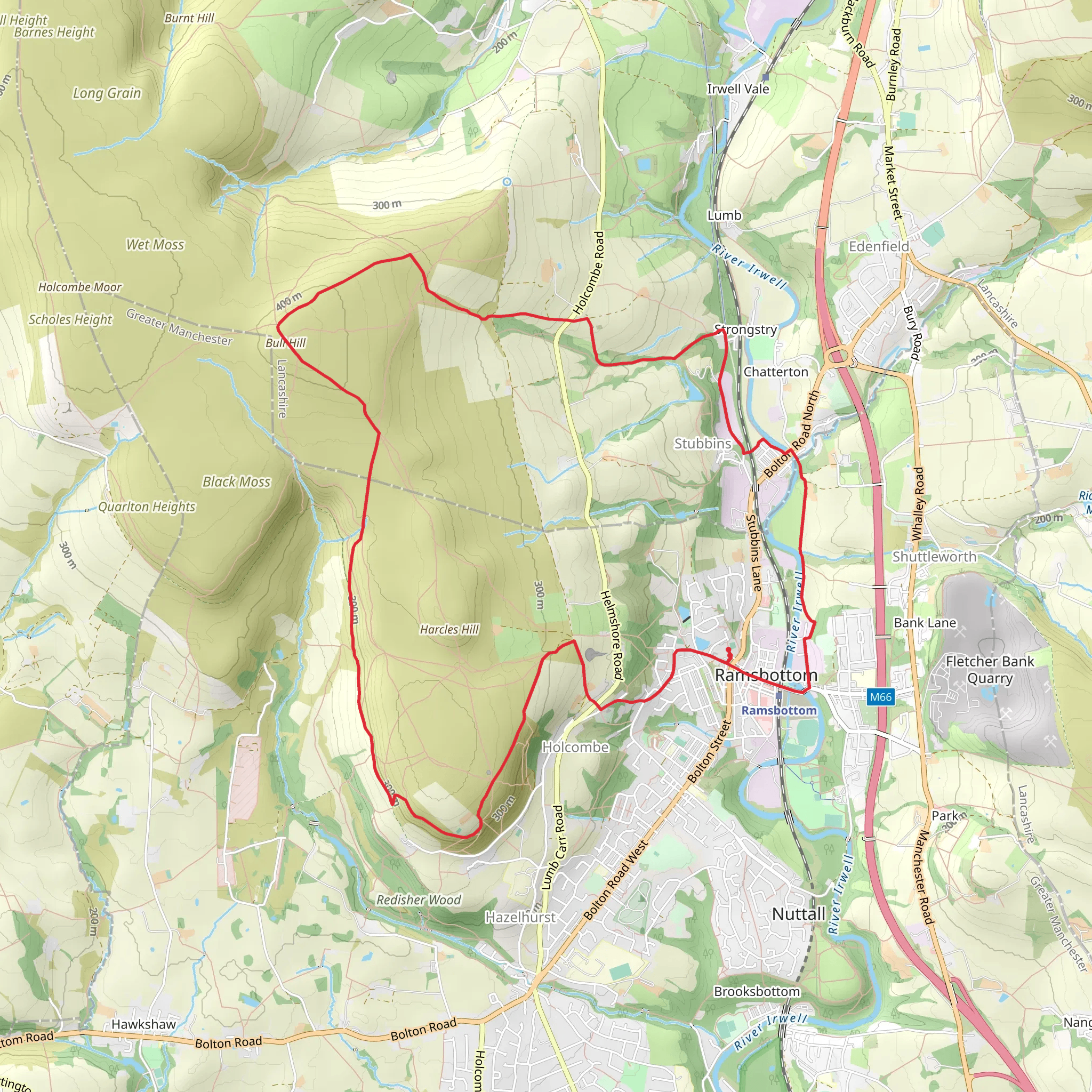 Ramsbottom-Bull Hill-Stubbins Loop mobile static map