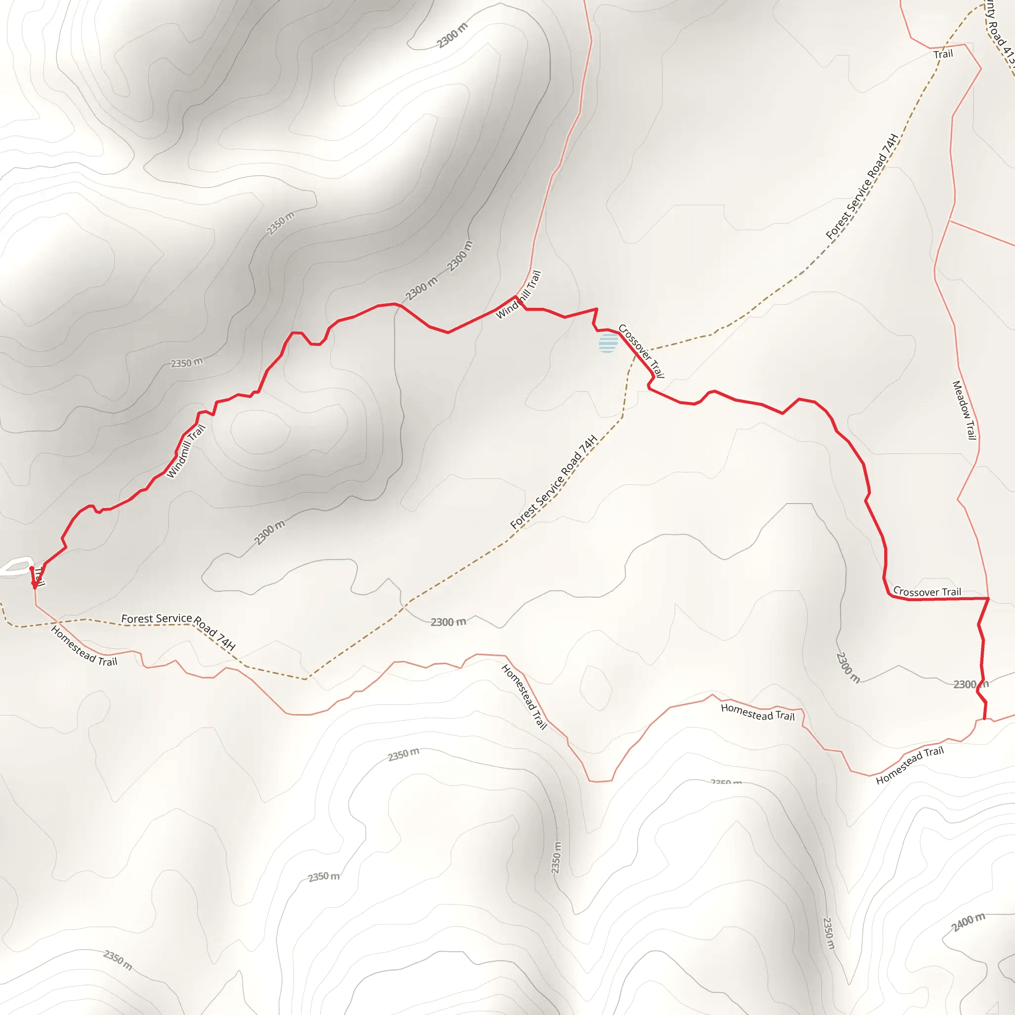 Crossover Trail via Windmill Trail mobile static map