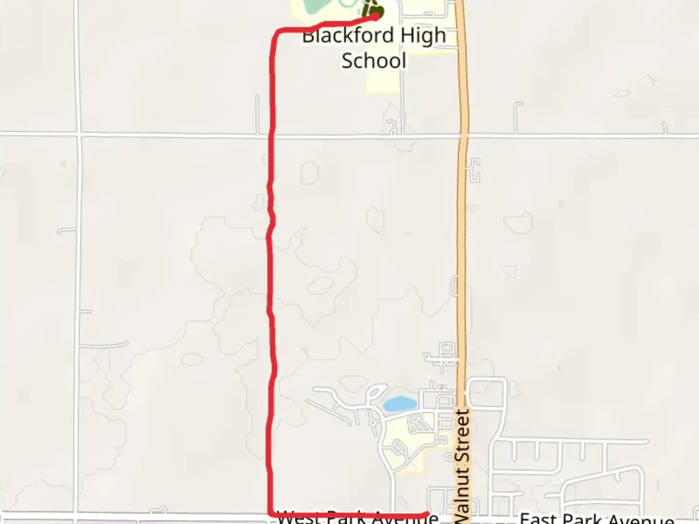 An image depicting the trail Blackford Baptist Acad Walk and its surrounding area.