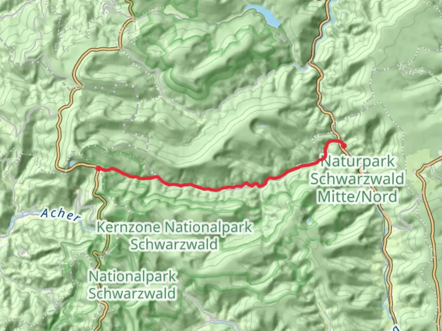 An image depicting the trail Schönmünzach to Seibelseckle via Hinterer Seebach - Floesserweg and its surrounding area.