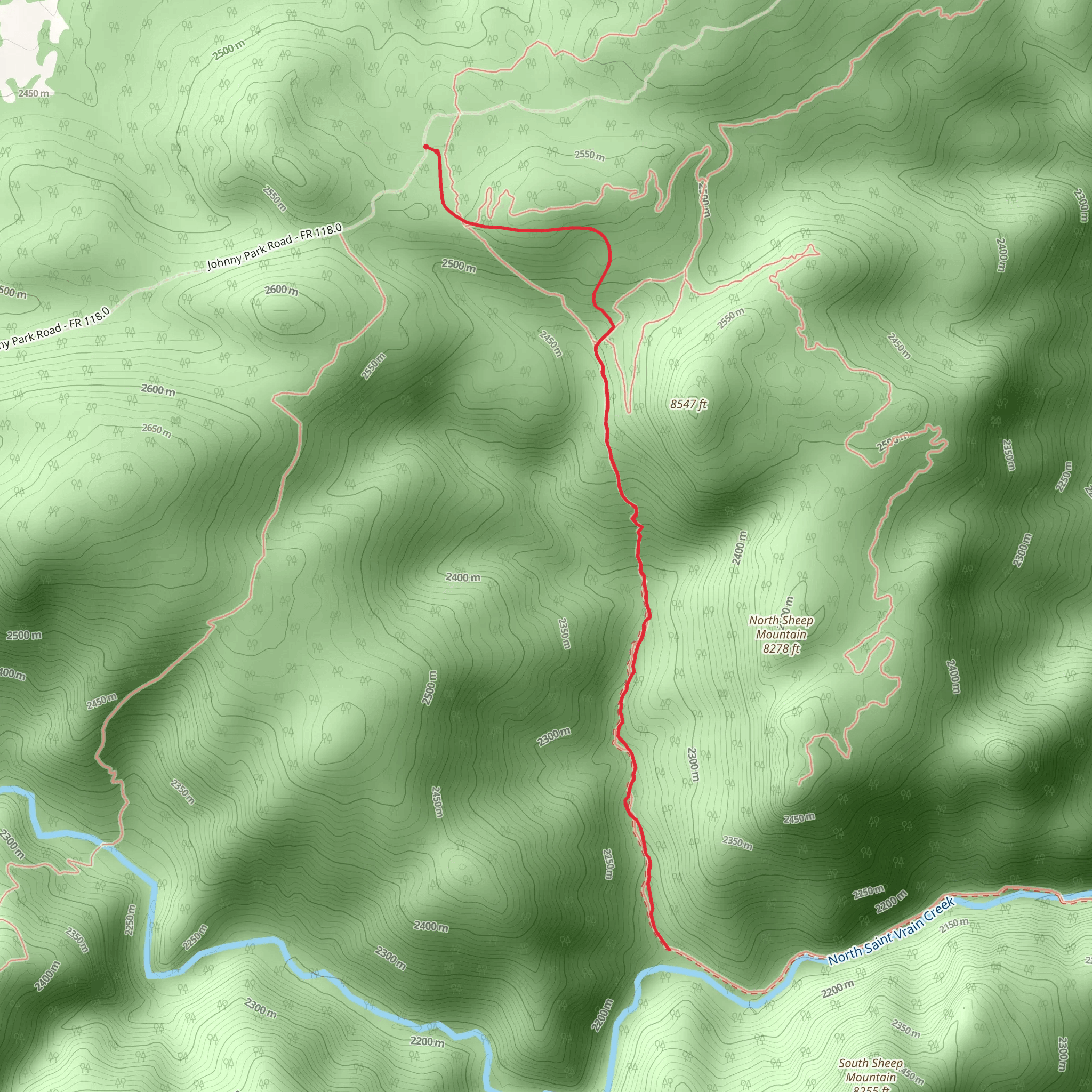 North Sheep Mountain Trail mobile static map