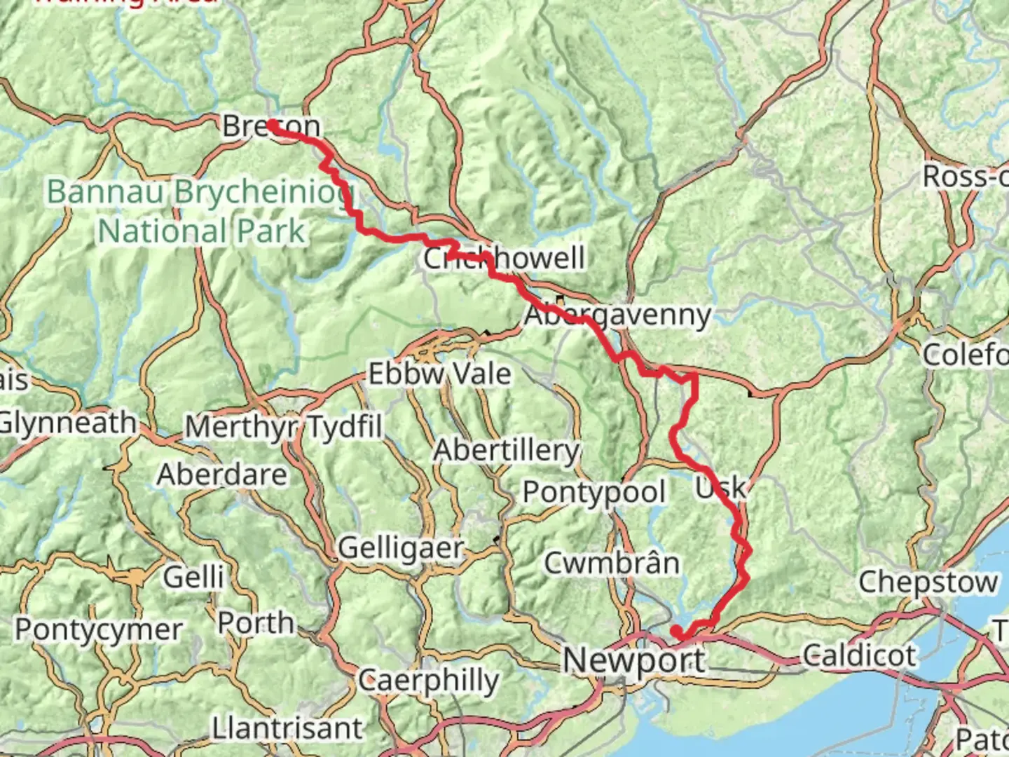 An image depicting the trail Usk Valley Walk and its surrounding area.