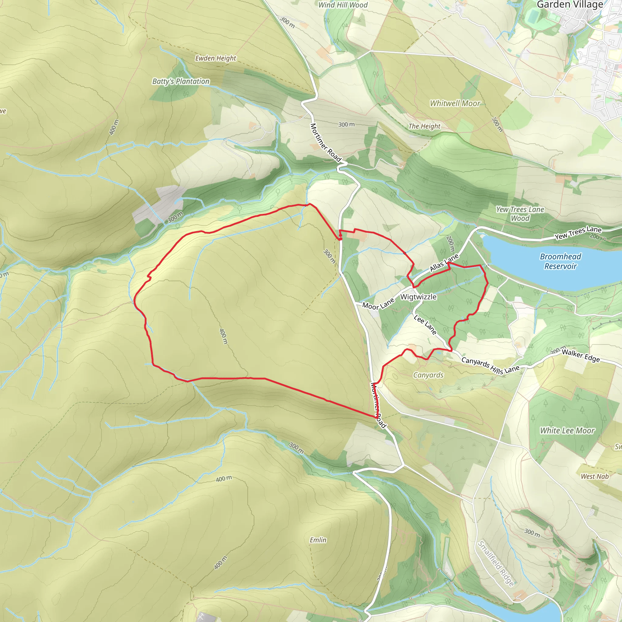 Broomhead Moor and Ewden Beck mobile static map