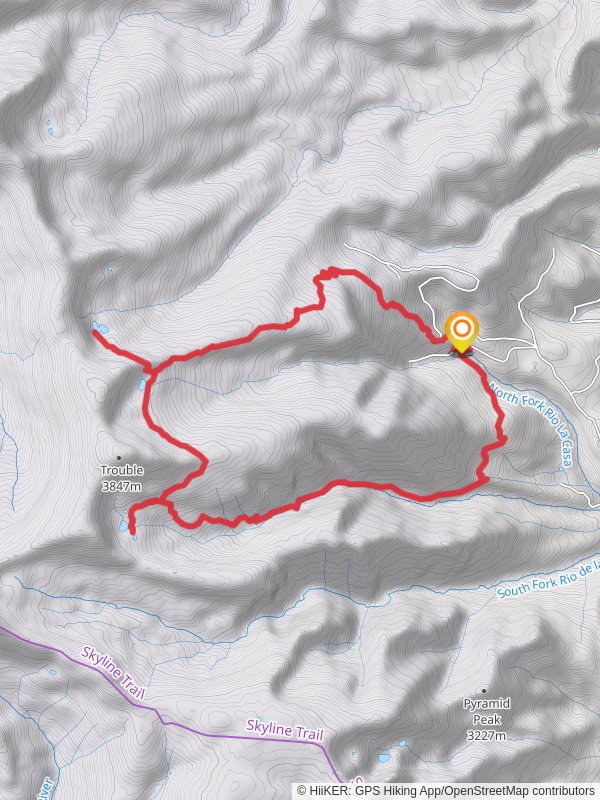 Middle Fork Lake and Horseshoe Lake Loop via North Fork Trail mobile static map