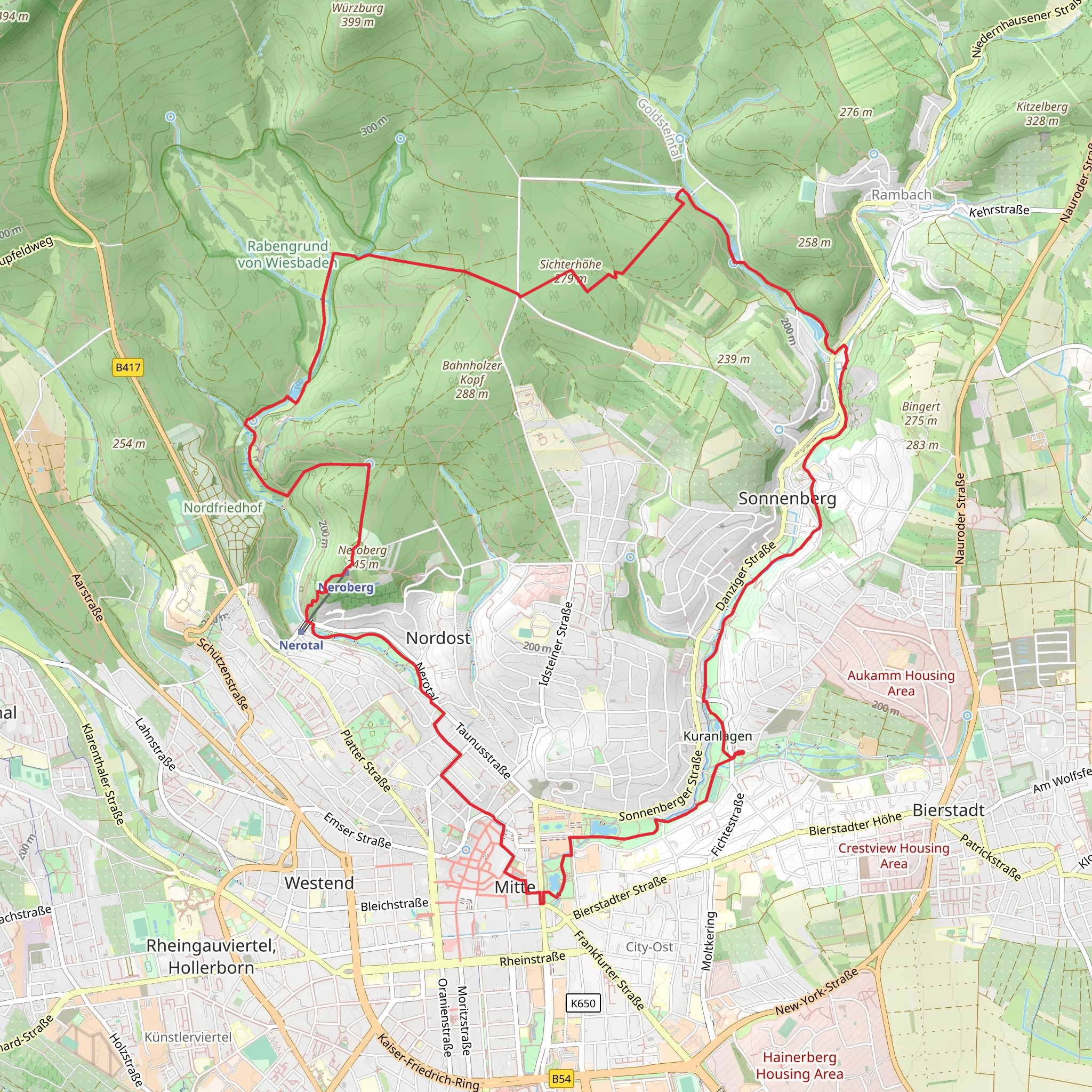 Wiesbaden North Loop via Leichtweibhohle mobile static map