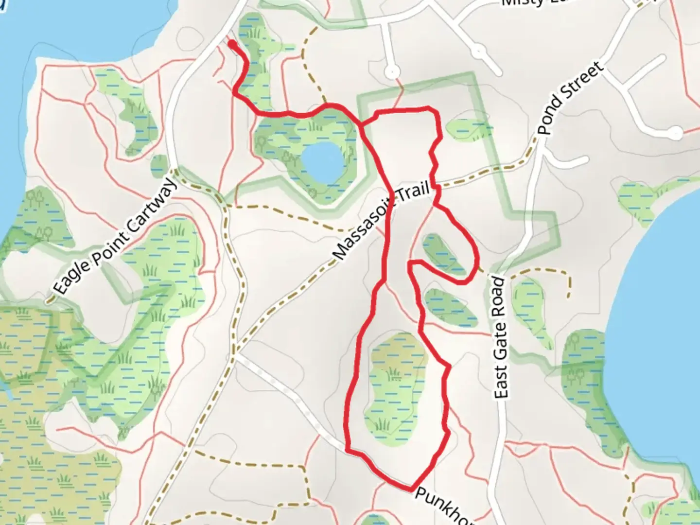 An image depicting the trail Run Hill Road South Loop Trail and its surrounding area.