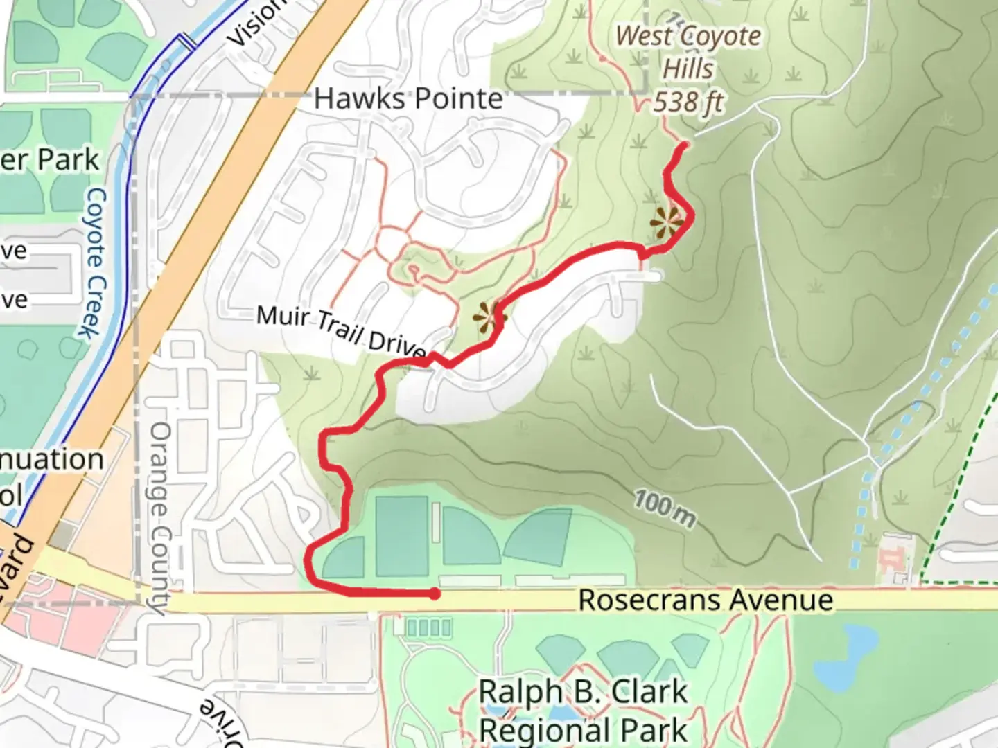 An image depicting the trail West Coyote Hills Trail and its surrounding area.