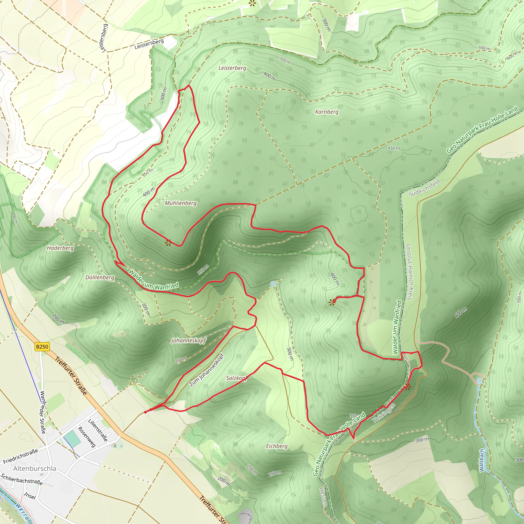 Kimms Ruh, Steinerner Tisch and Muhlienberg Loop via Rundweg Lehntal mobile static map