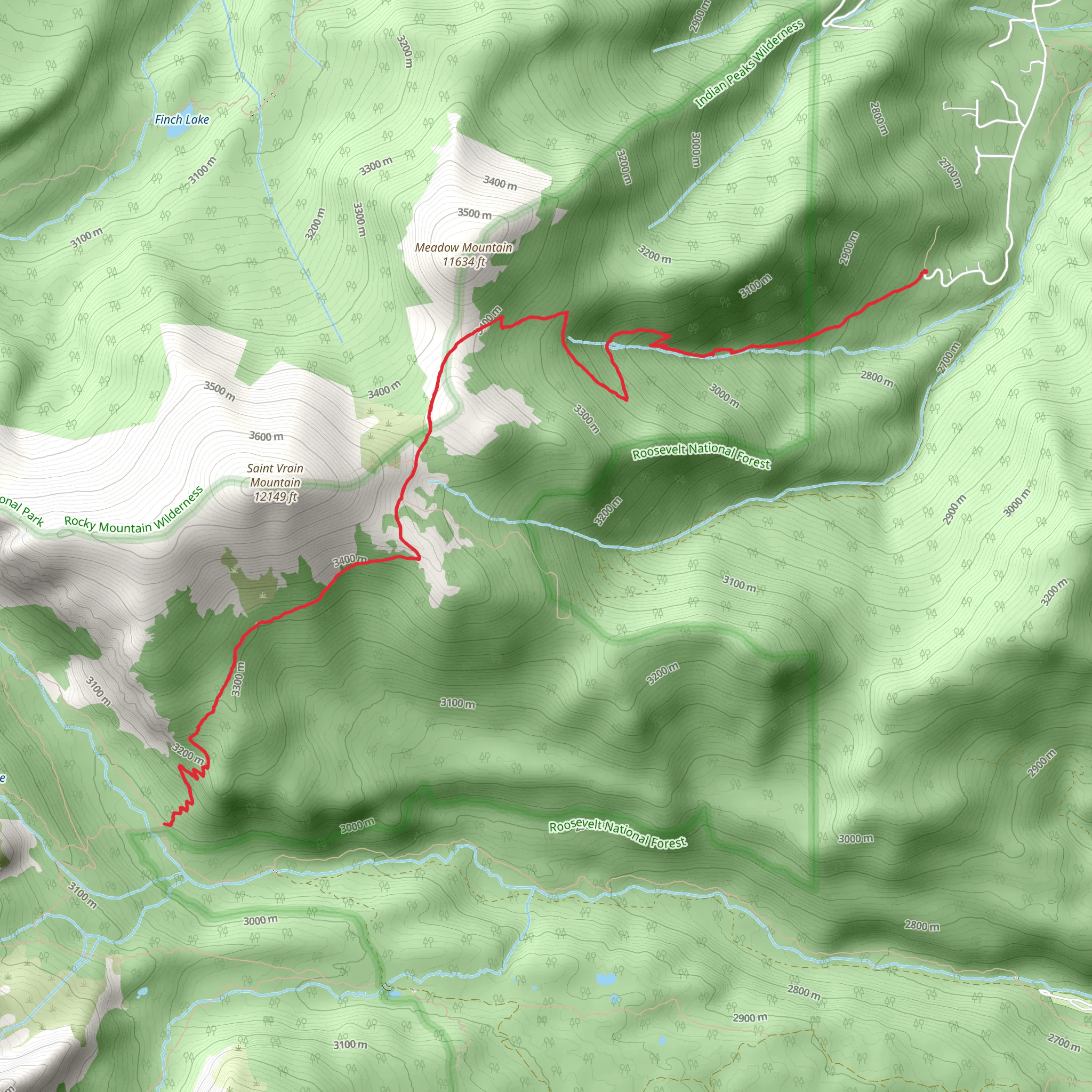 St Vrain Mountain Trail mobile static map