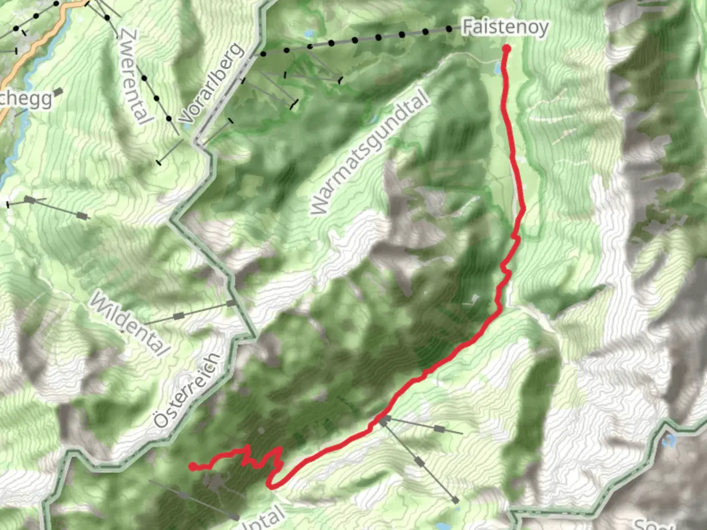 An image depicting the trail Anatswald to Obere Angererhütte via Wanderweg 441 and its surrounding area.