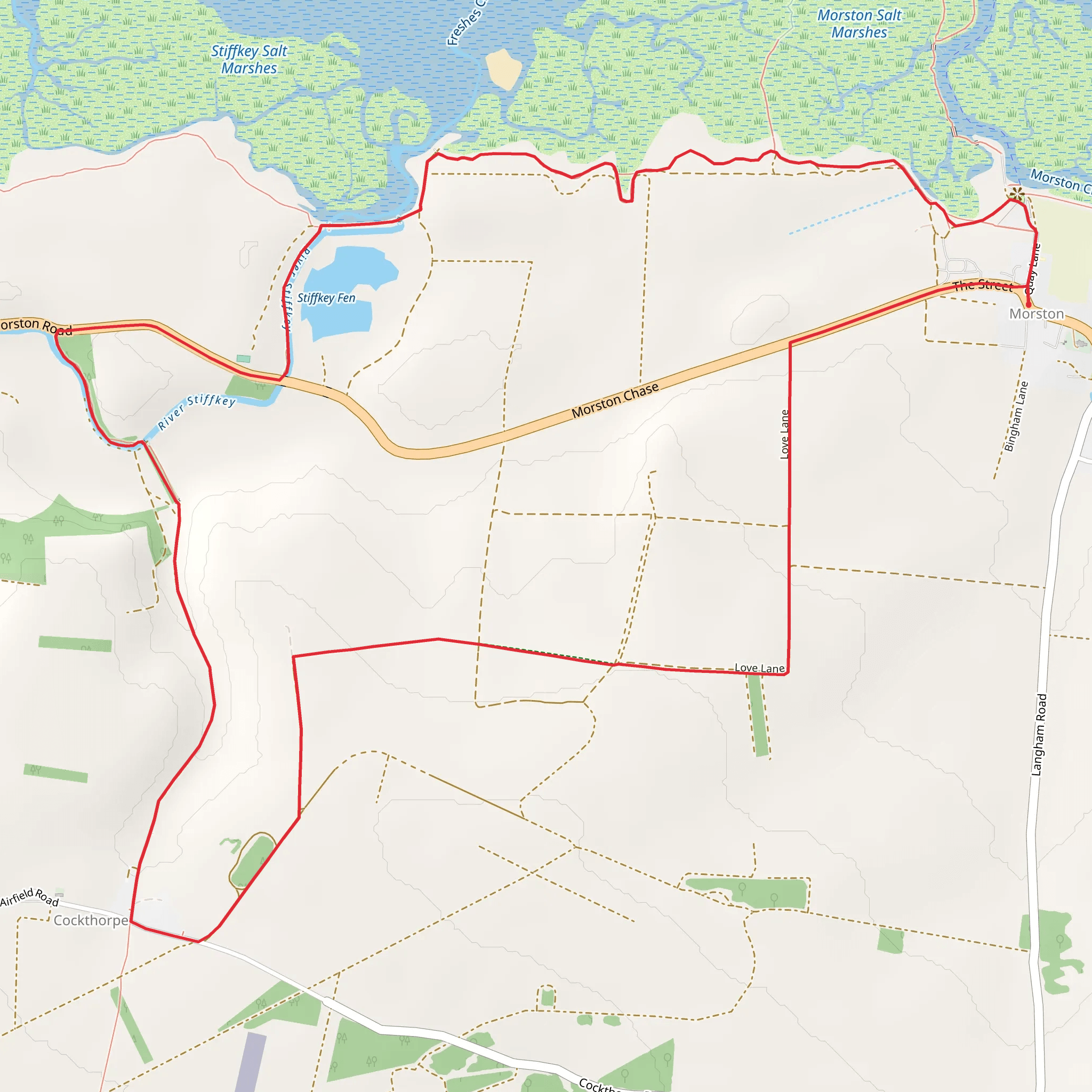 Morston Quay to Cockthorpe Circular Walk - Blakeney - Norfolk mobile static map