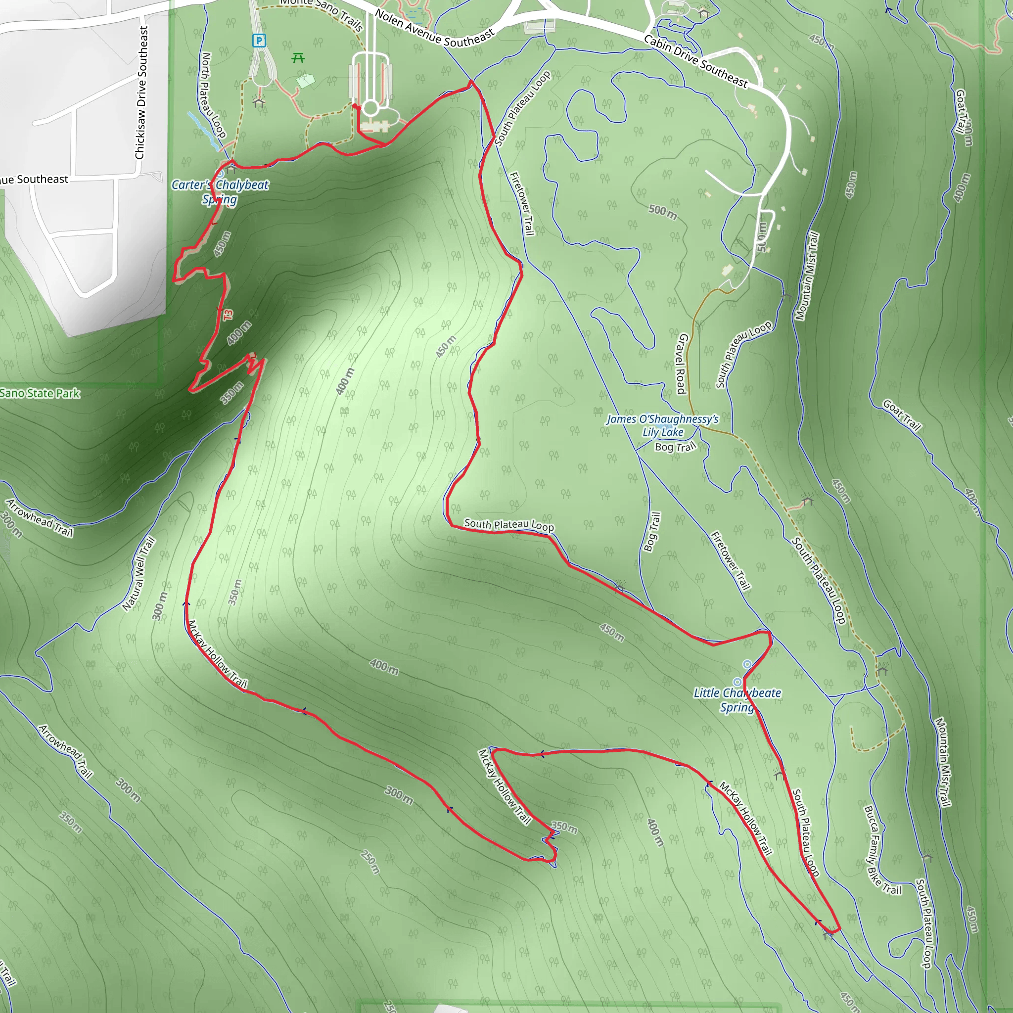 North and South Plateau Loop mobile static map