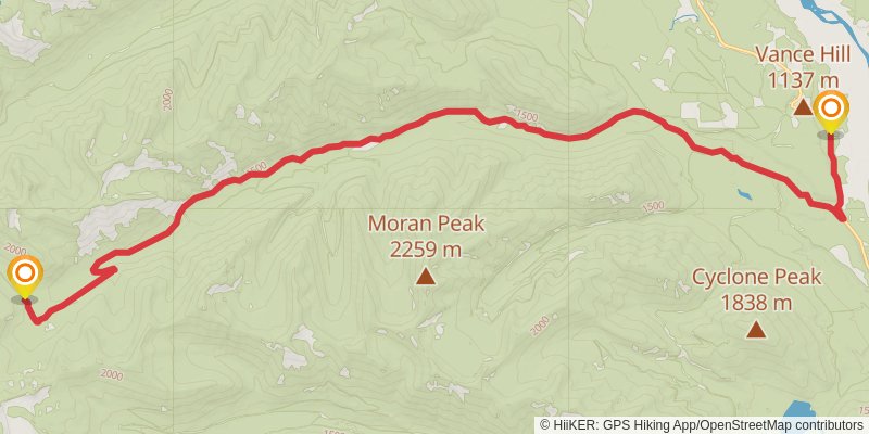 Pacific Northwest Trail stage 115 Map