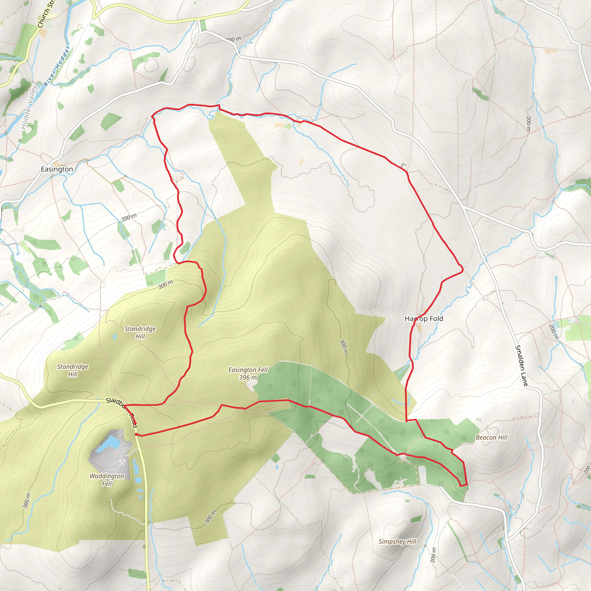 Grindleton Fell and Far Brown Hill Loop mobile static map