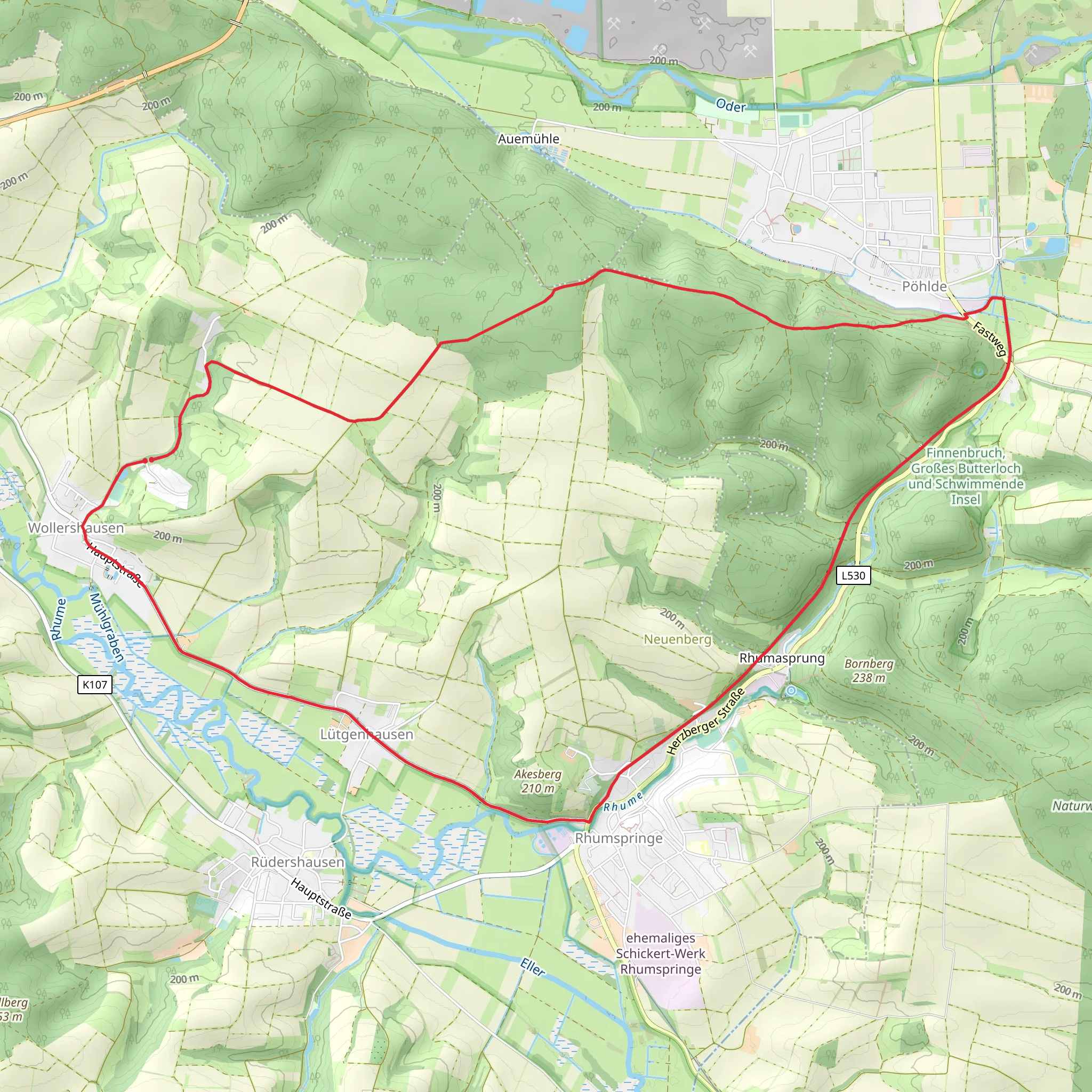 Solling Harz Querweg and Eichsfeld Wanderweg mobile static map