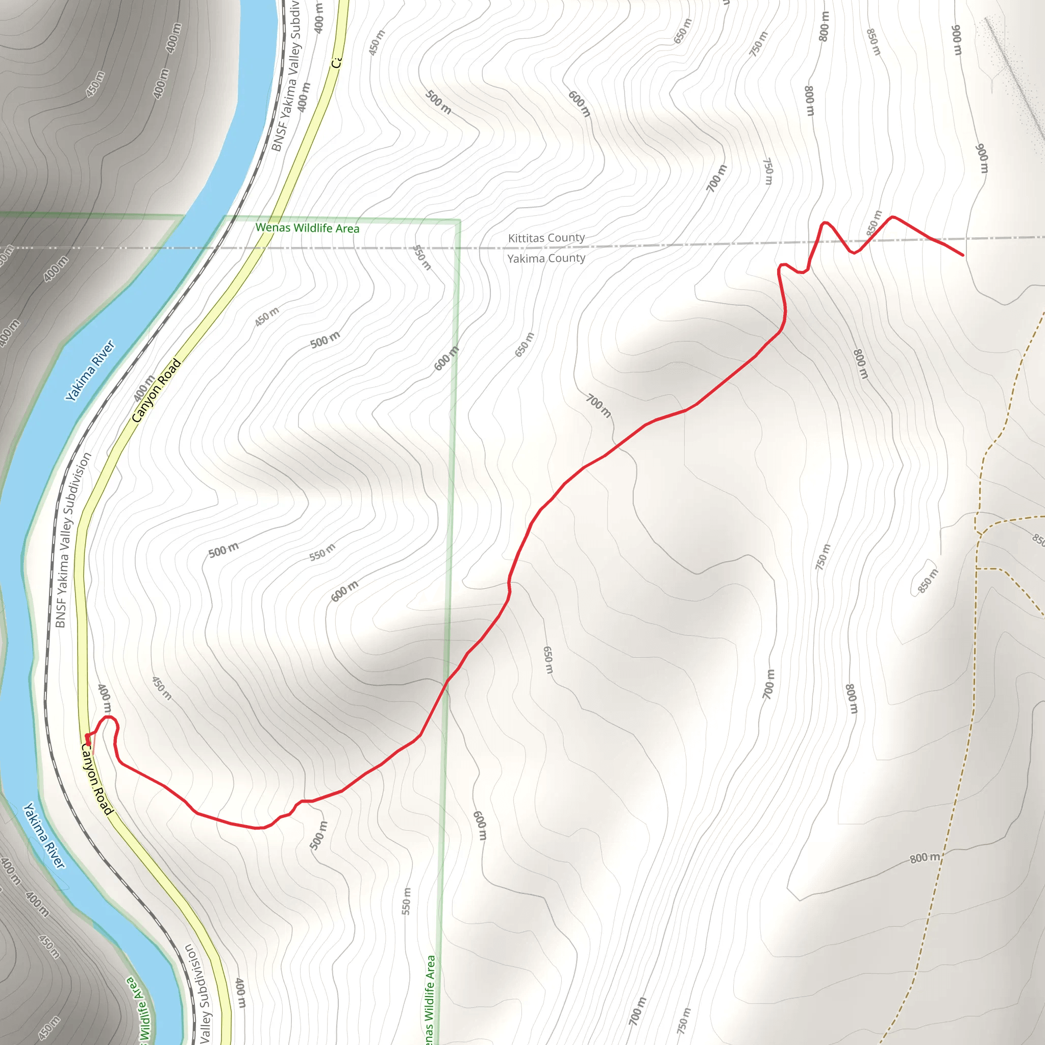 Selah Butte Trail mobile static map