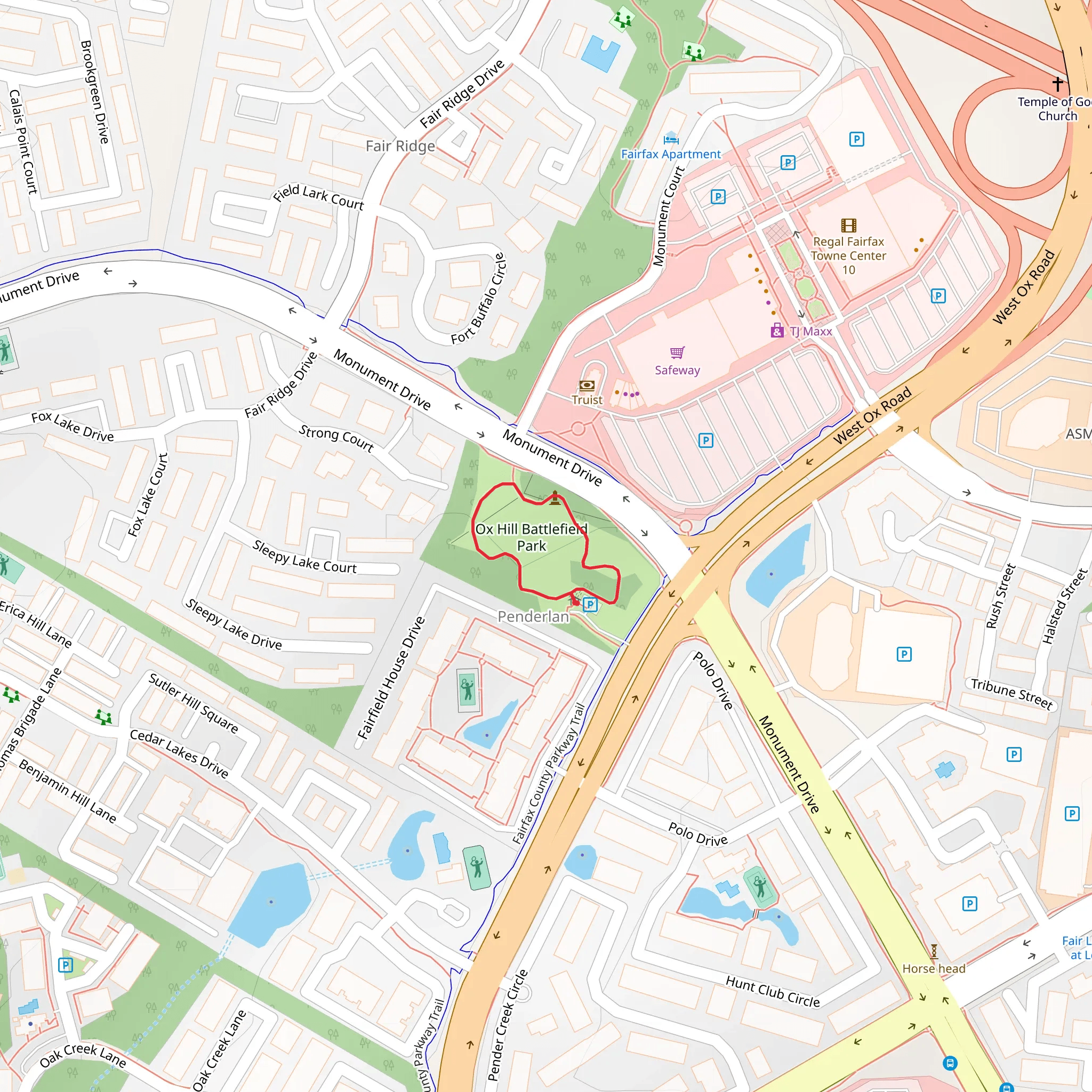 Ox Hill Battlefield Park Loop mobile static map
