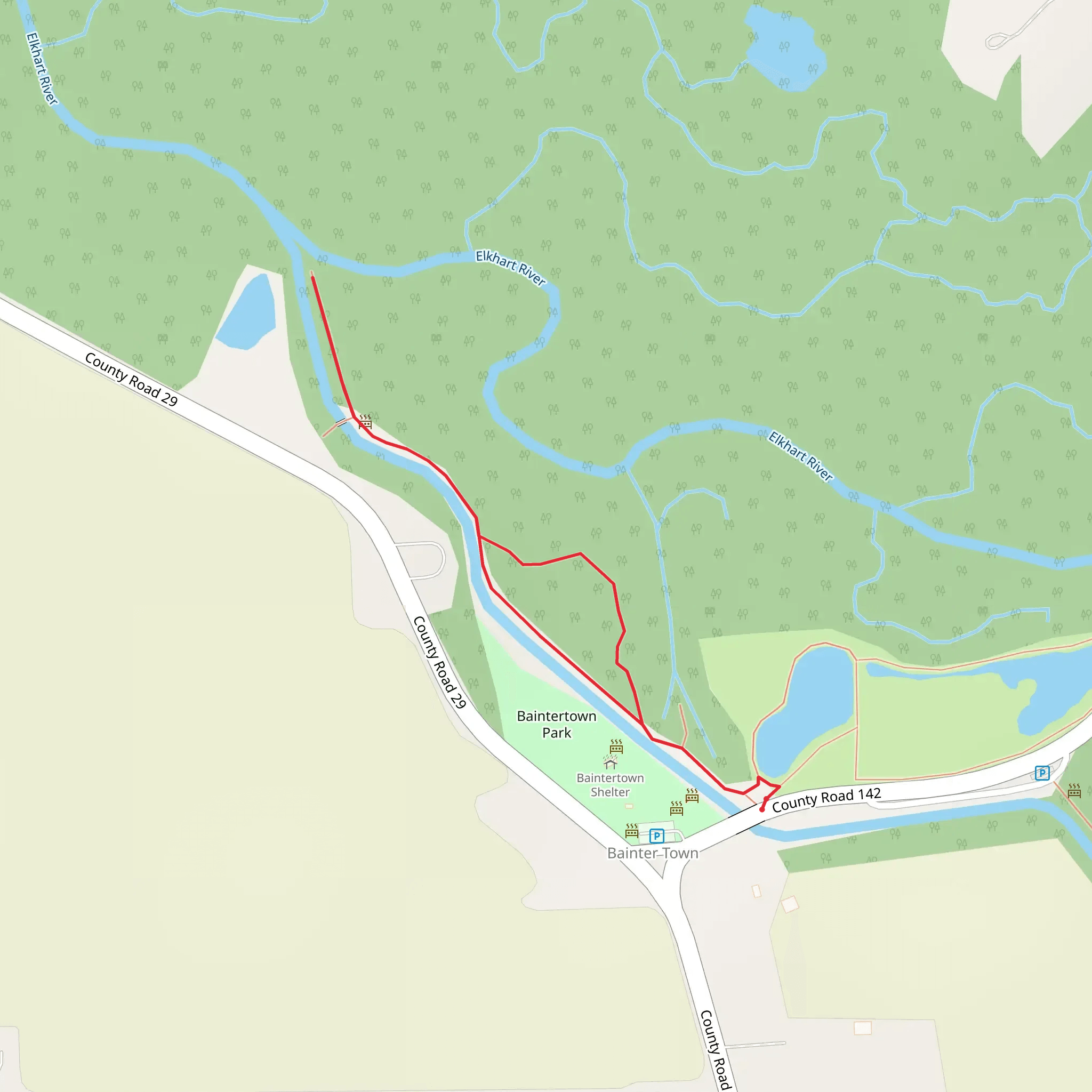 Elkhart River - Baintertown Park Loop mobile static map