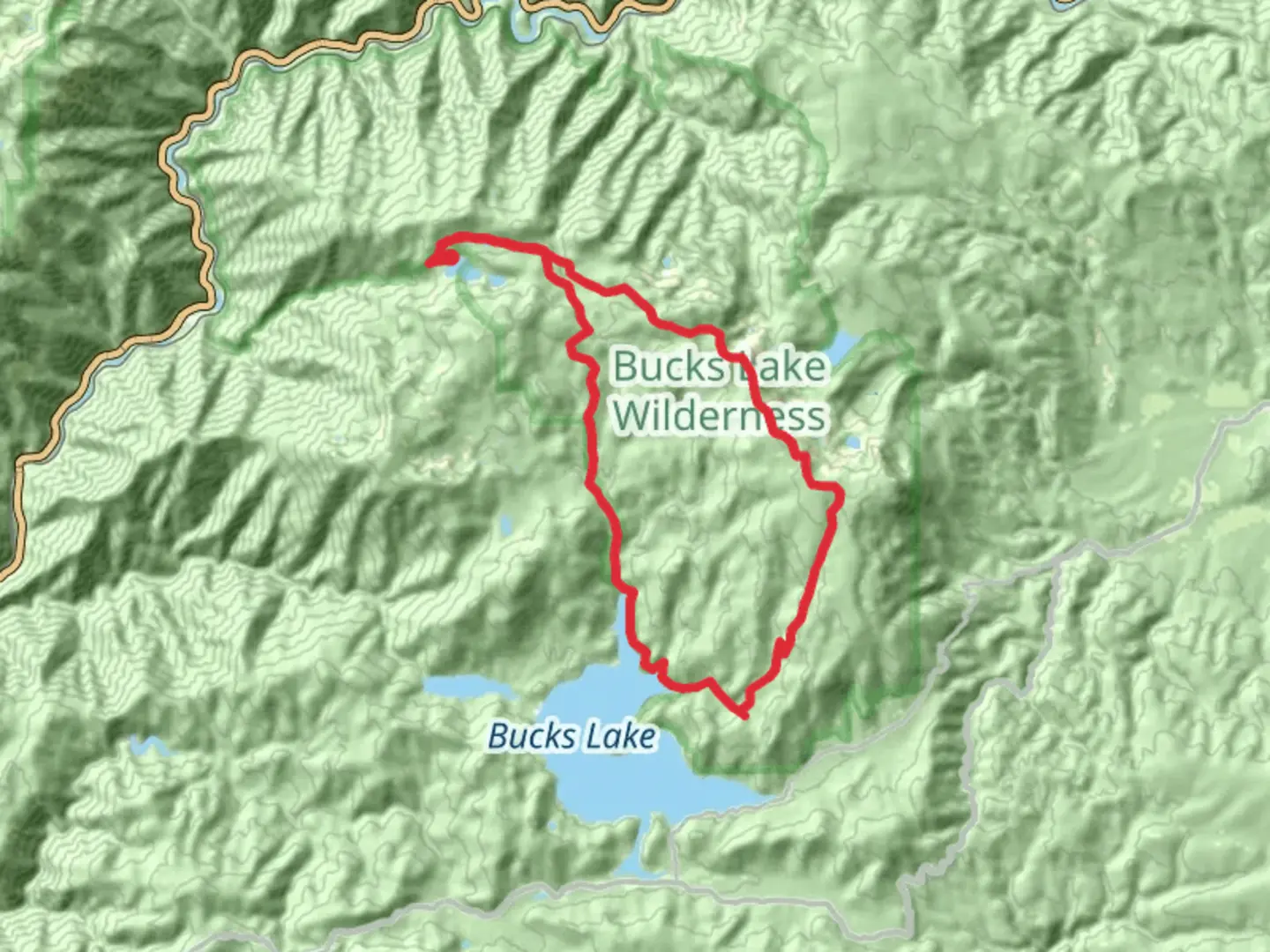 An image depicting the trail Bucks Lake Wilderness Loop and its surrounding area.