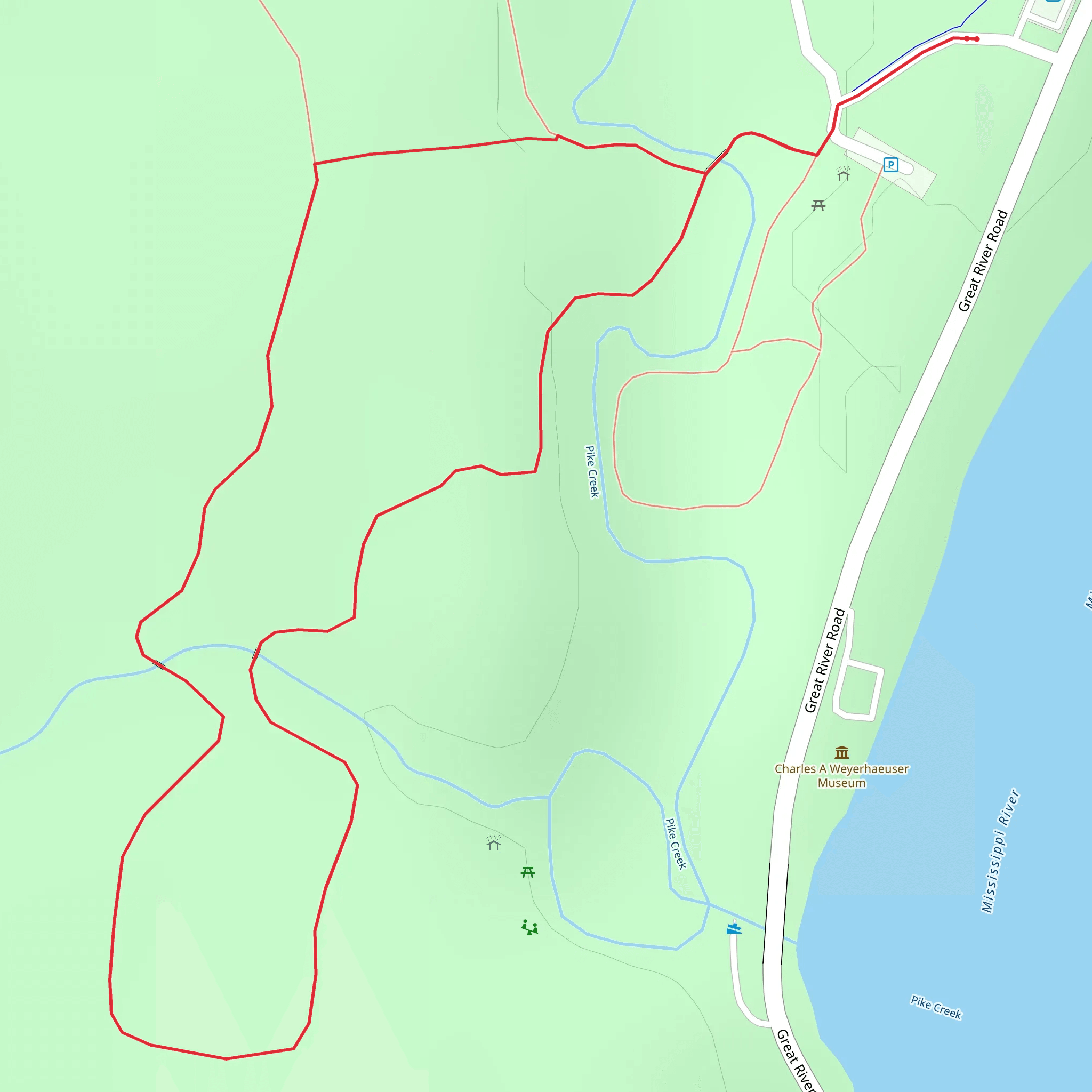 Charles A Lindbergh State Park Loop mobile static map