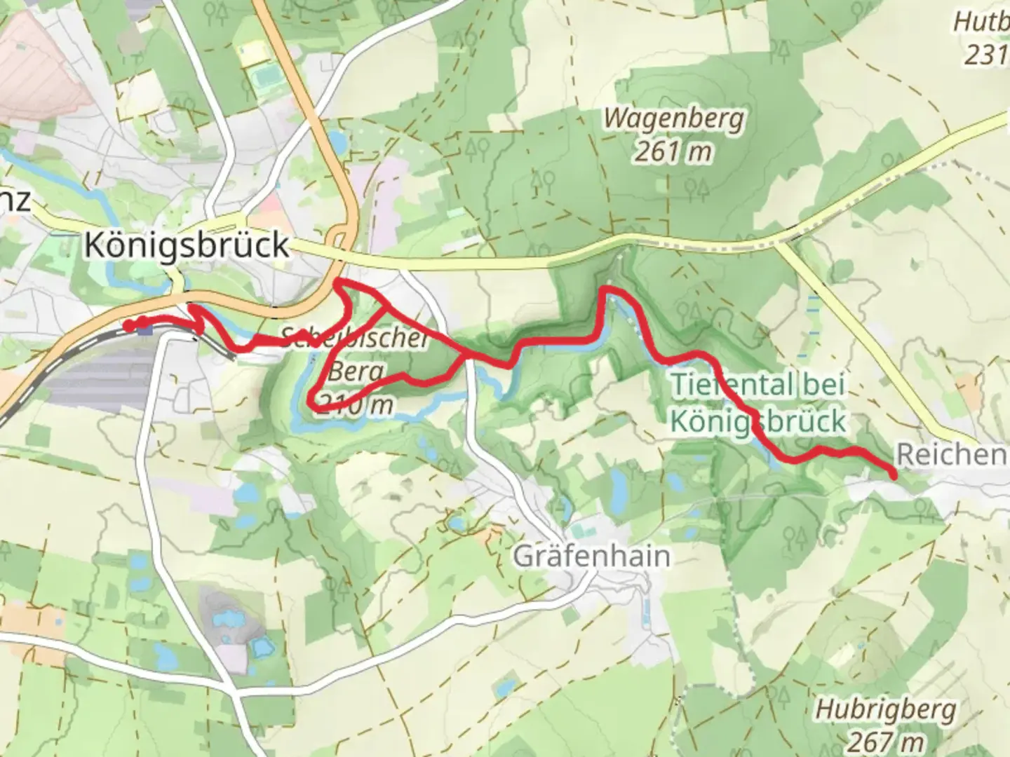 An image depicting the trail Pulsnitz and Tiefes Tal and its surrounding area.