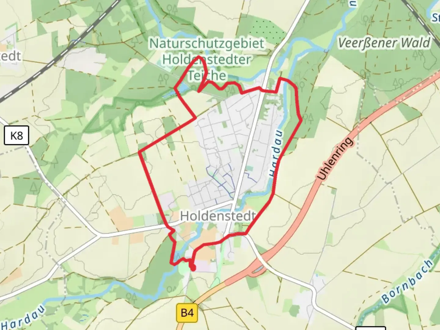 An image depicting the trail Holdenstedt Loop via Holdenstedter Teiche and its surrounding area.