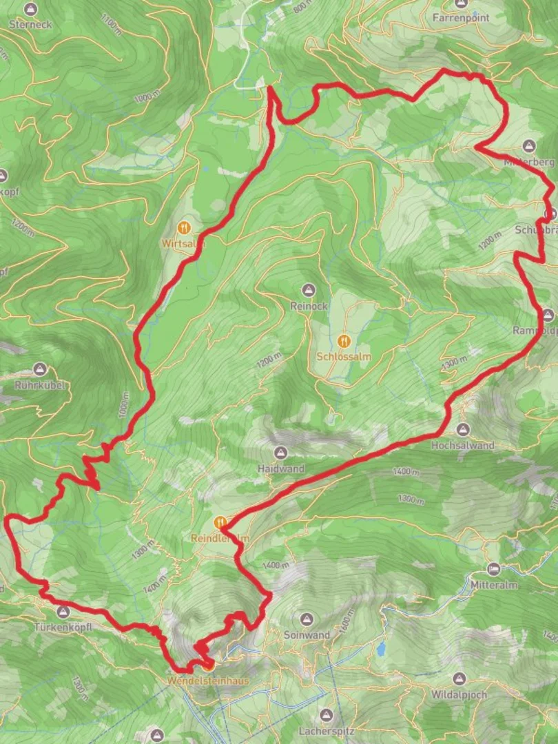 An image depicting the trail Rampoldplatte, Sternwarte and Aiblinger Hutte Loop and its surrounding area.