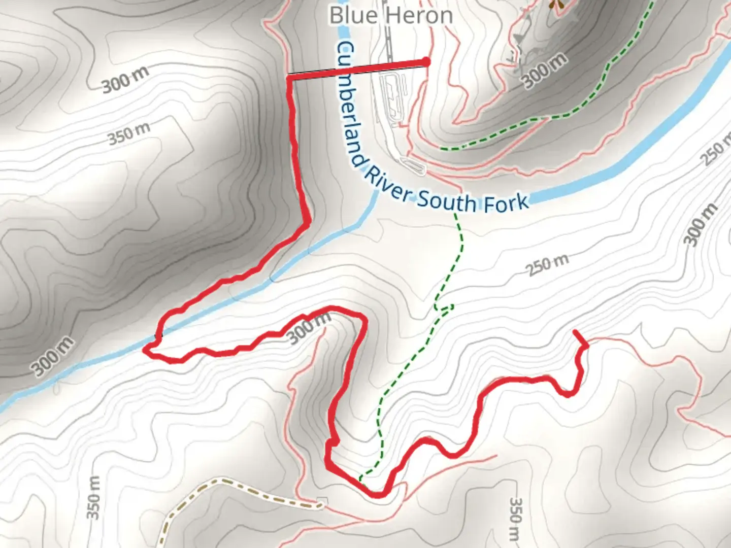 An image depicting the trail Cumberland River South Fork via Kentucky Trail and its surrounding area.