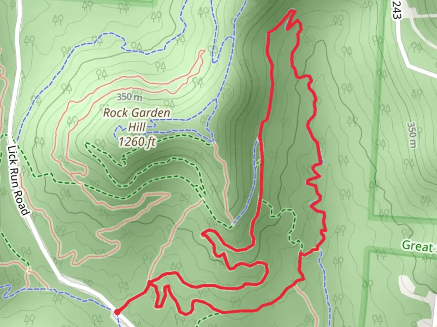 An image depicting the trail The Cellar and Sharp's Loop Trail and its surrounding area.