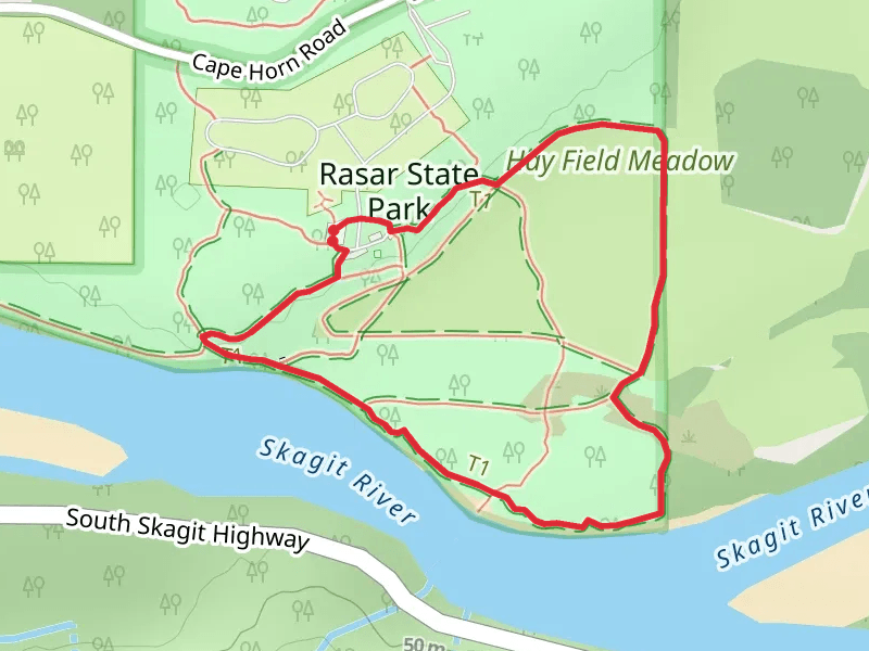 Alder Trail and Up River Trail mobile static map
