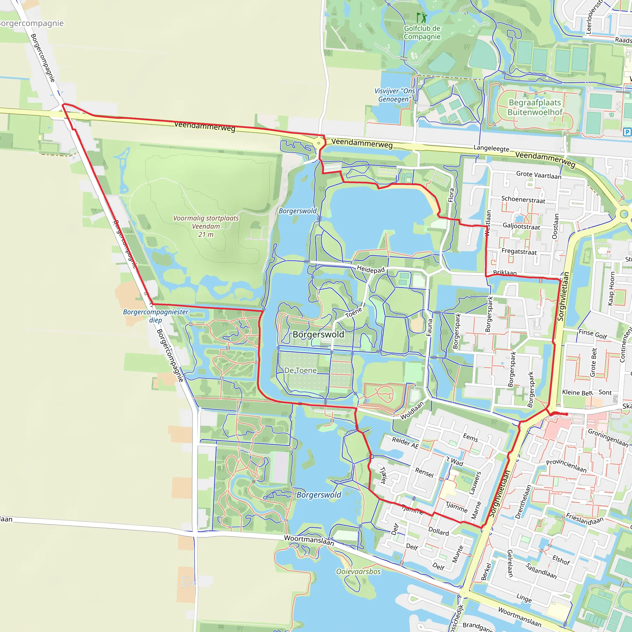 De Borgerswoldhoeve and Rivierenbuurt Loop mobile static map