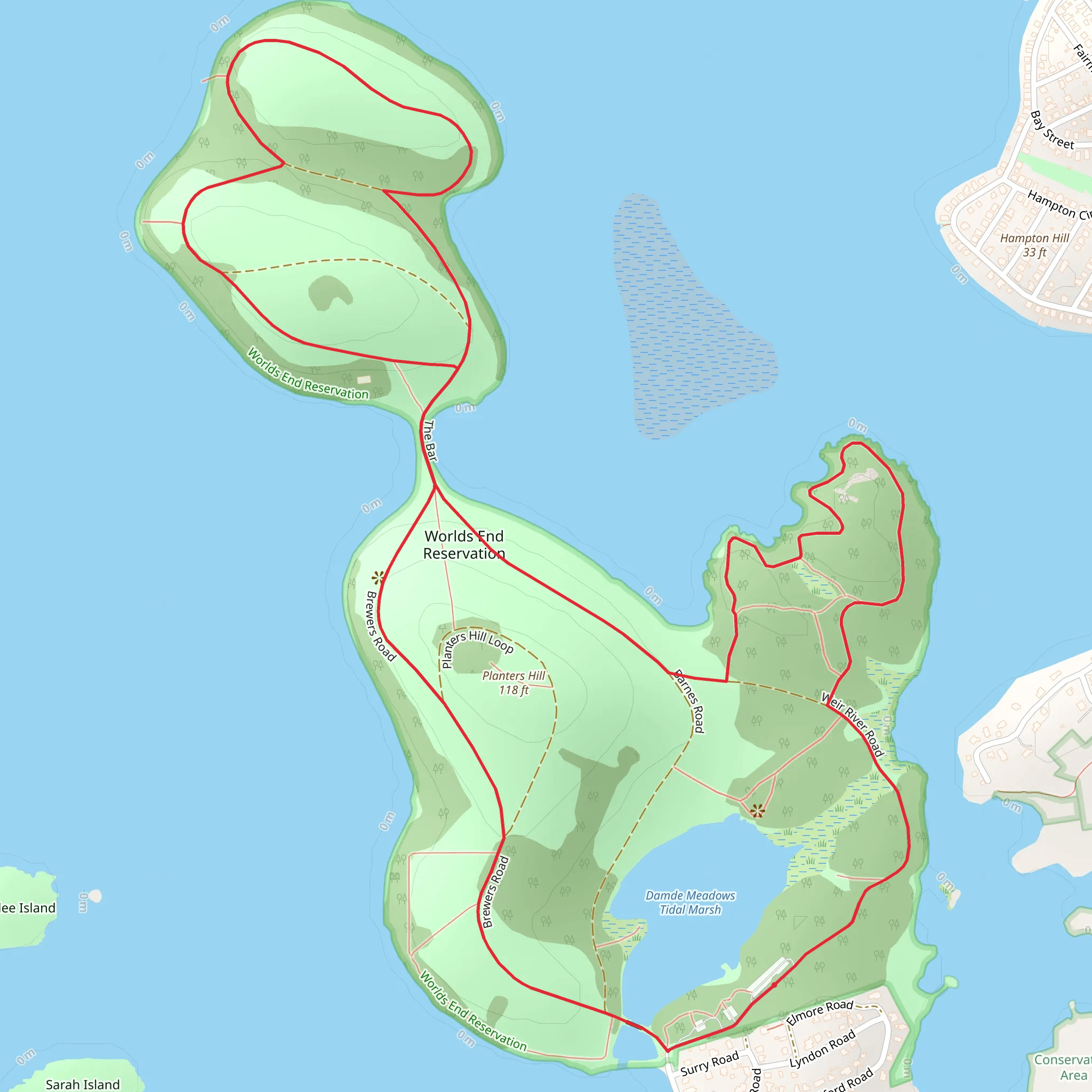 Planters Hill and Damde Meadows Tidal Marsh Loop mobile static map