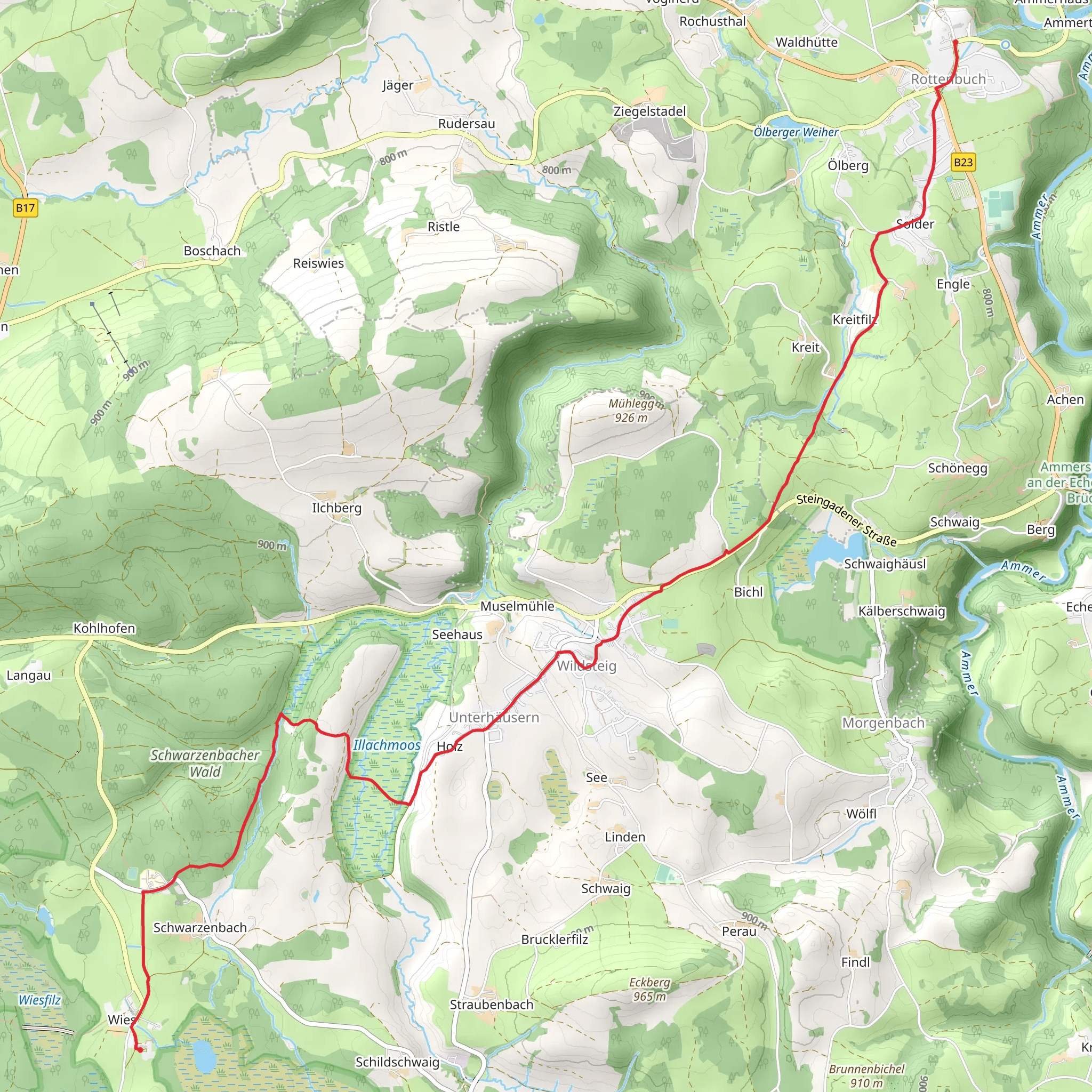 Wies to Rottenbuch via Romantische Strasse mobile static map