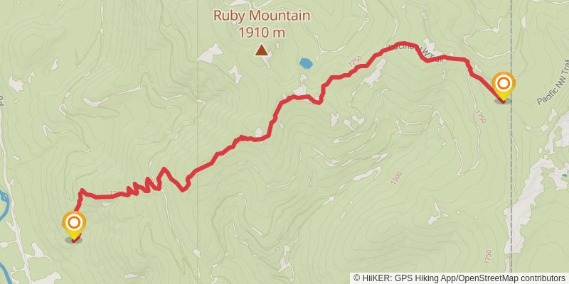 Pacific Northwest Trail stage 100 Map