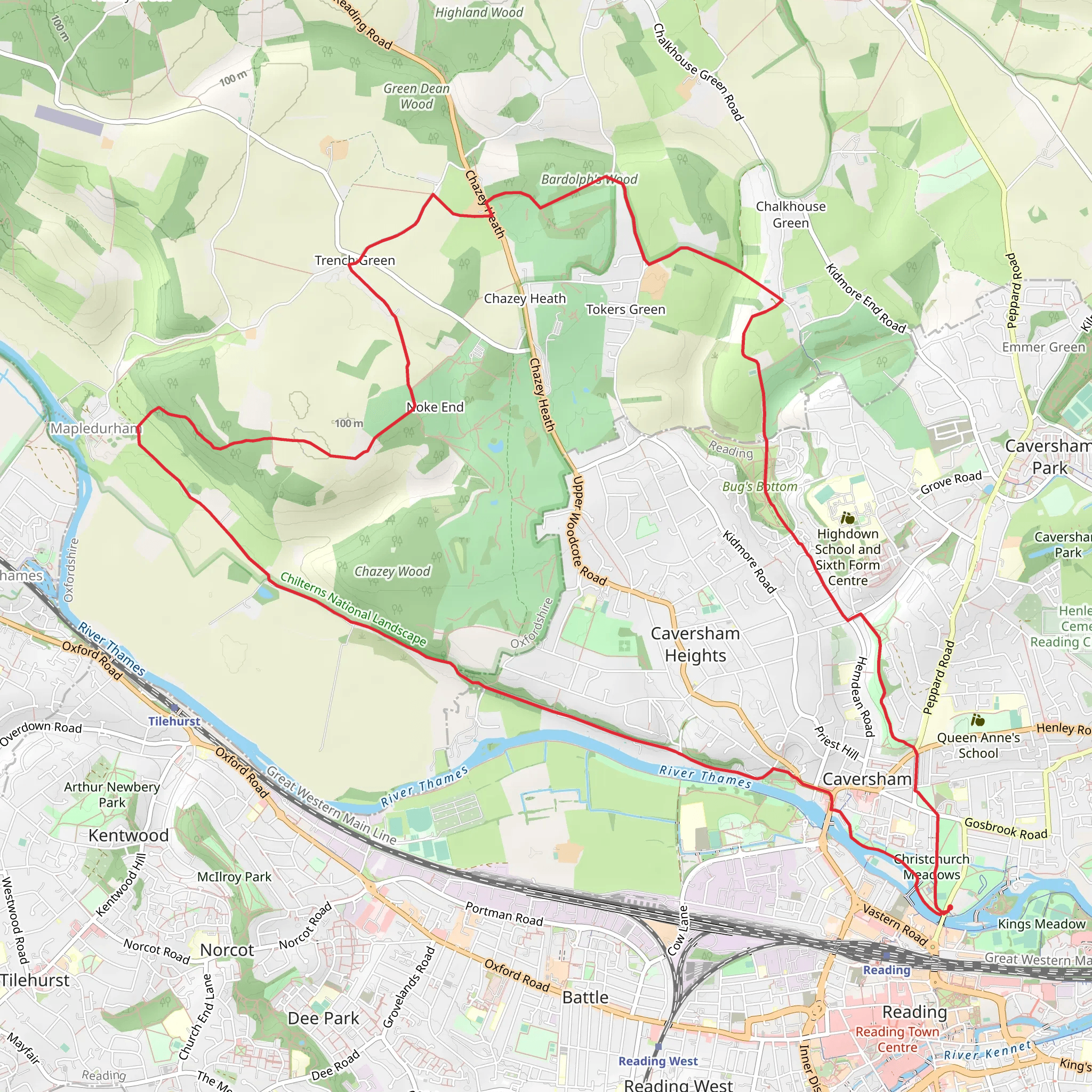 Caversham Circular Walk mobile static map