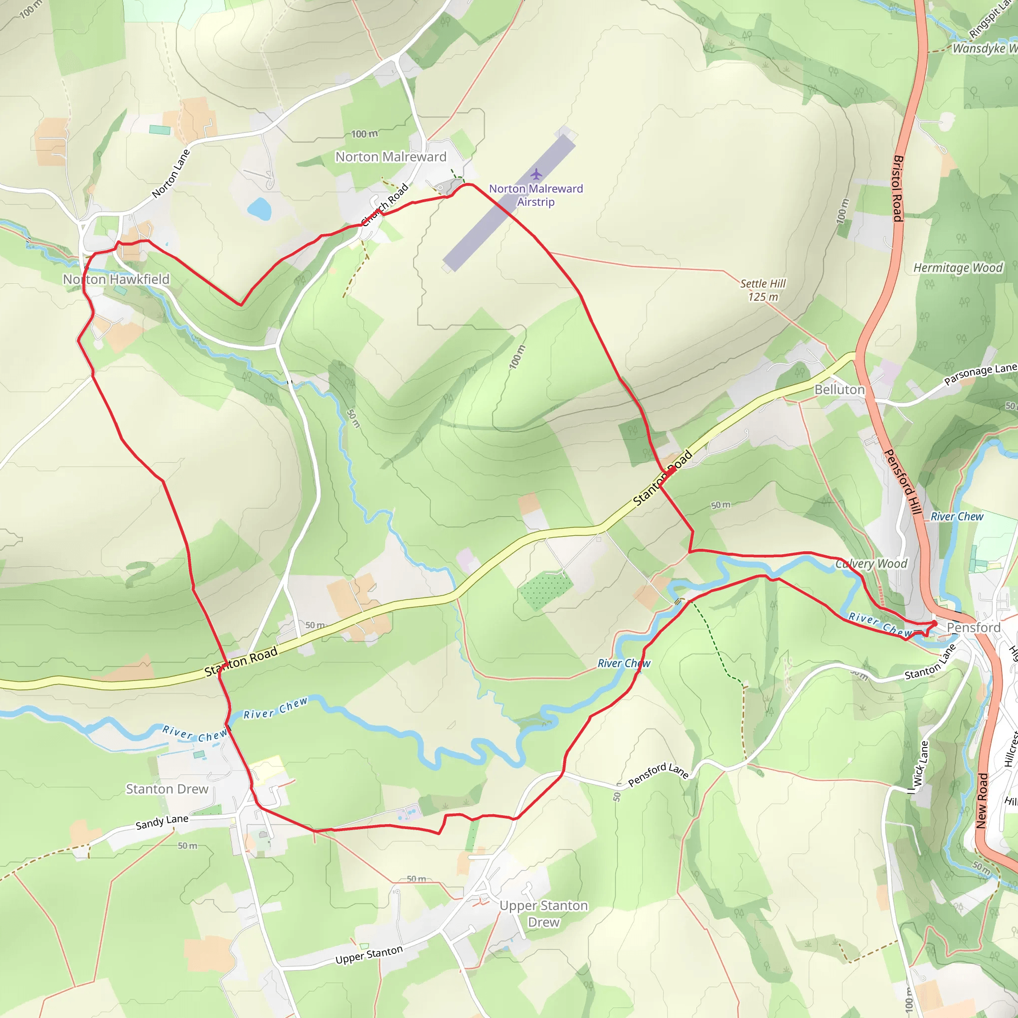 Pensford and Norton Hawkfield Loop mobile static map