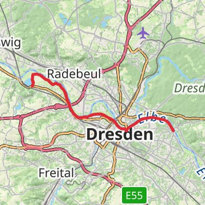 Speichersee Niederwartha to Blasewitz Walk mobile static map