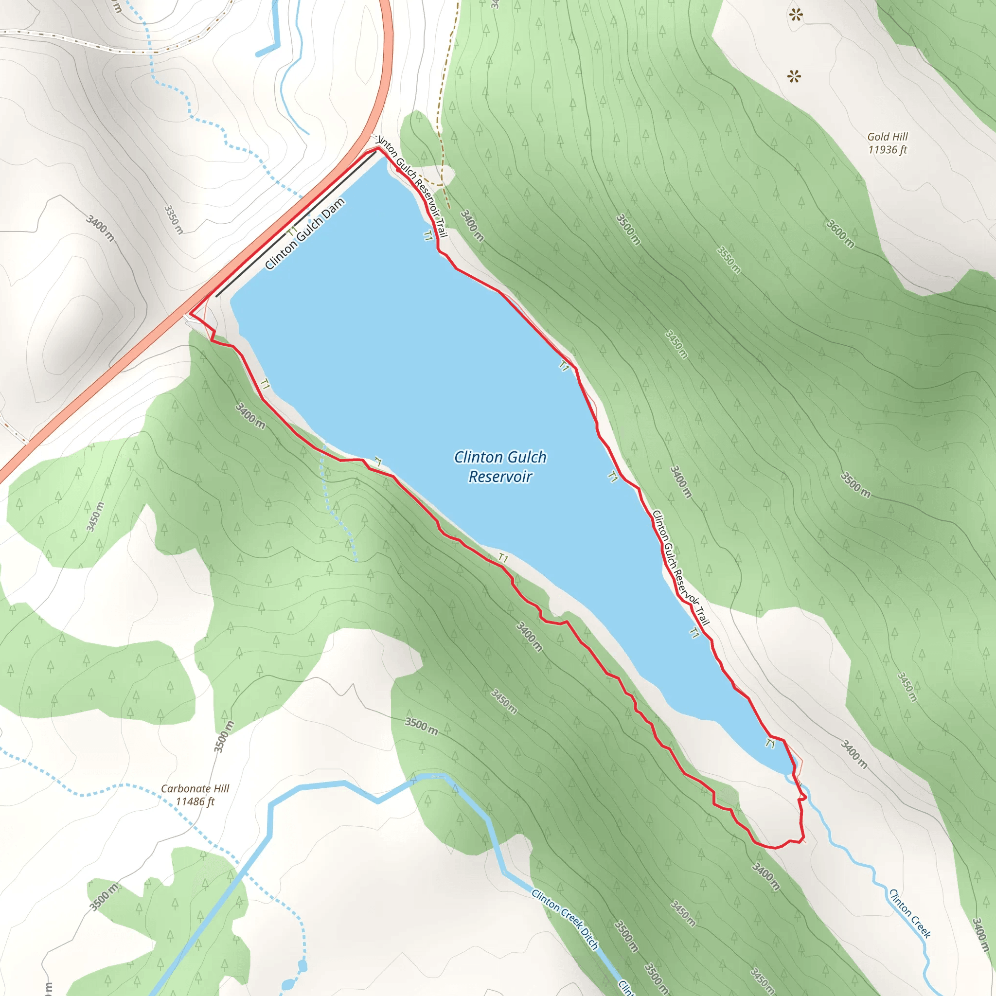 Clinton Gulch Reservoir Loop mobile static map