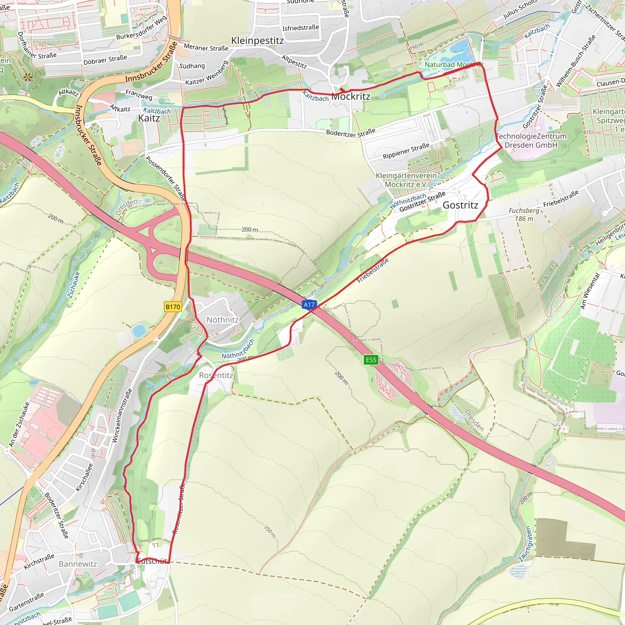 Noethnitzbach and Kaitzbach Loop mobile static map