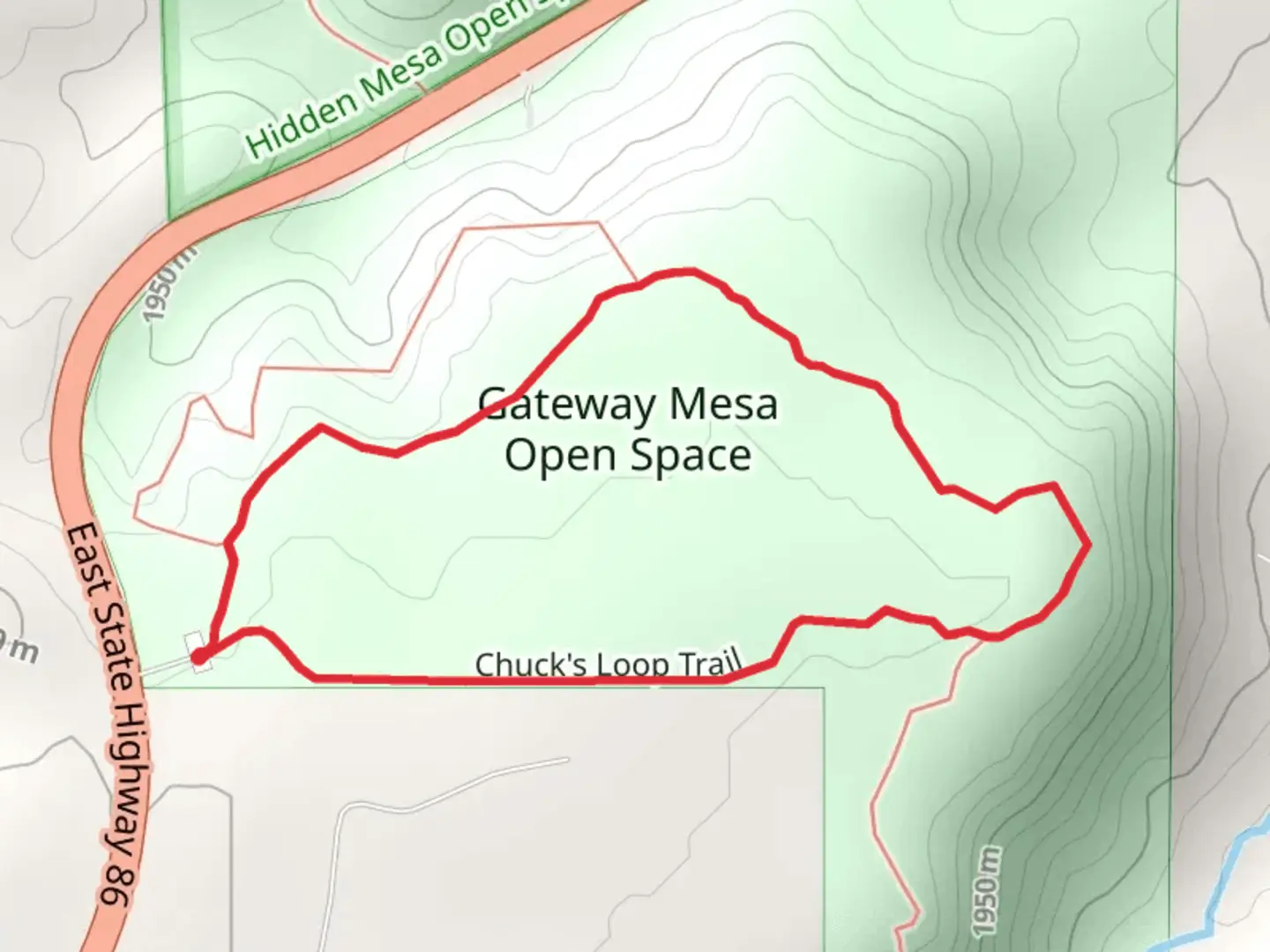 An image depicting the trail Chuck's Loop Trail and its surrounding area.