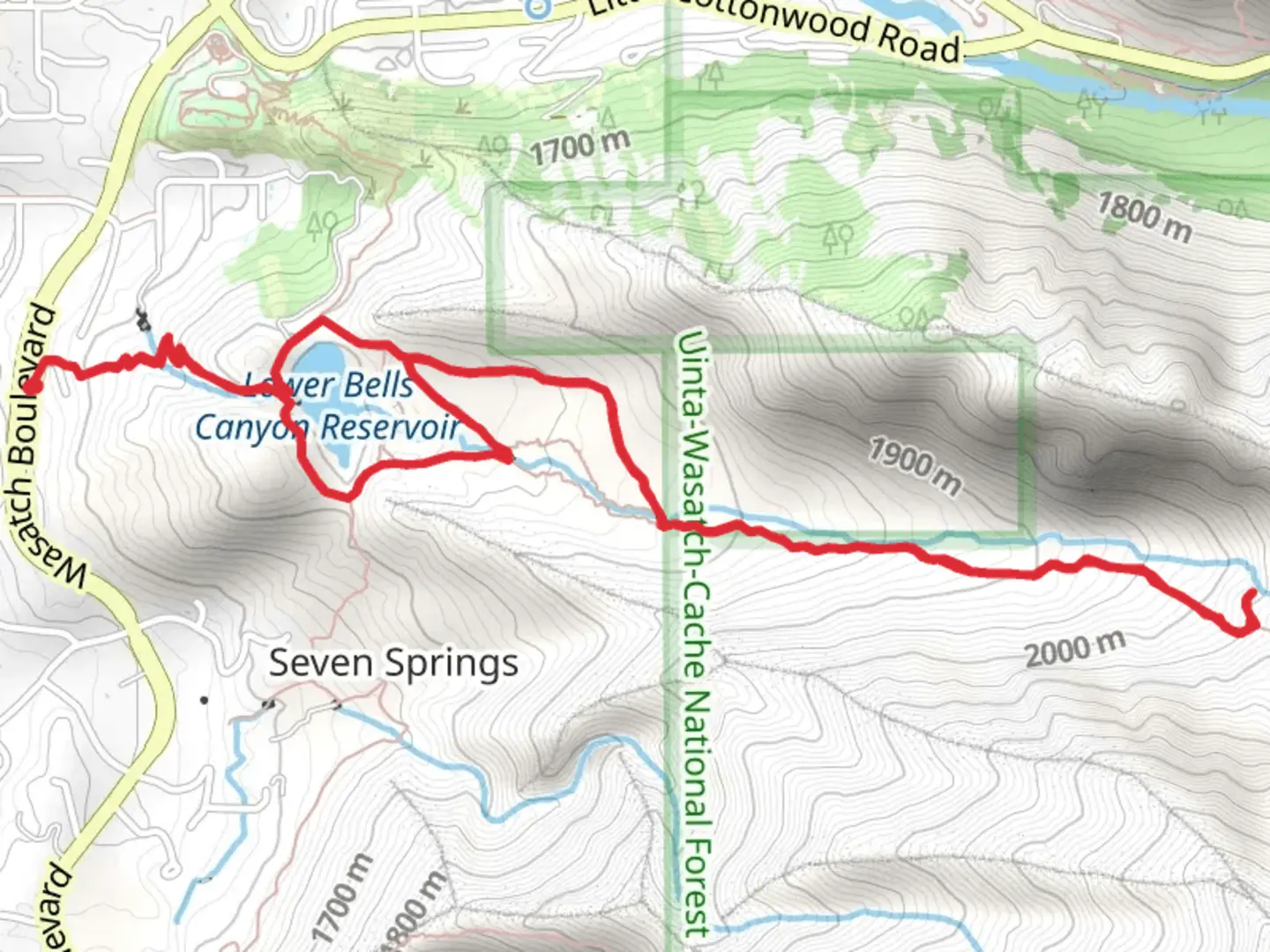 An image depicting the trail Bells Canyon Boulders Access Trail and Dry Creek and its surrounding area.