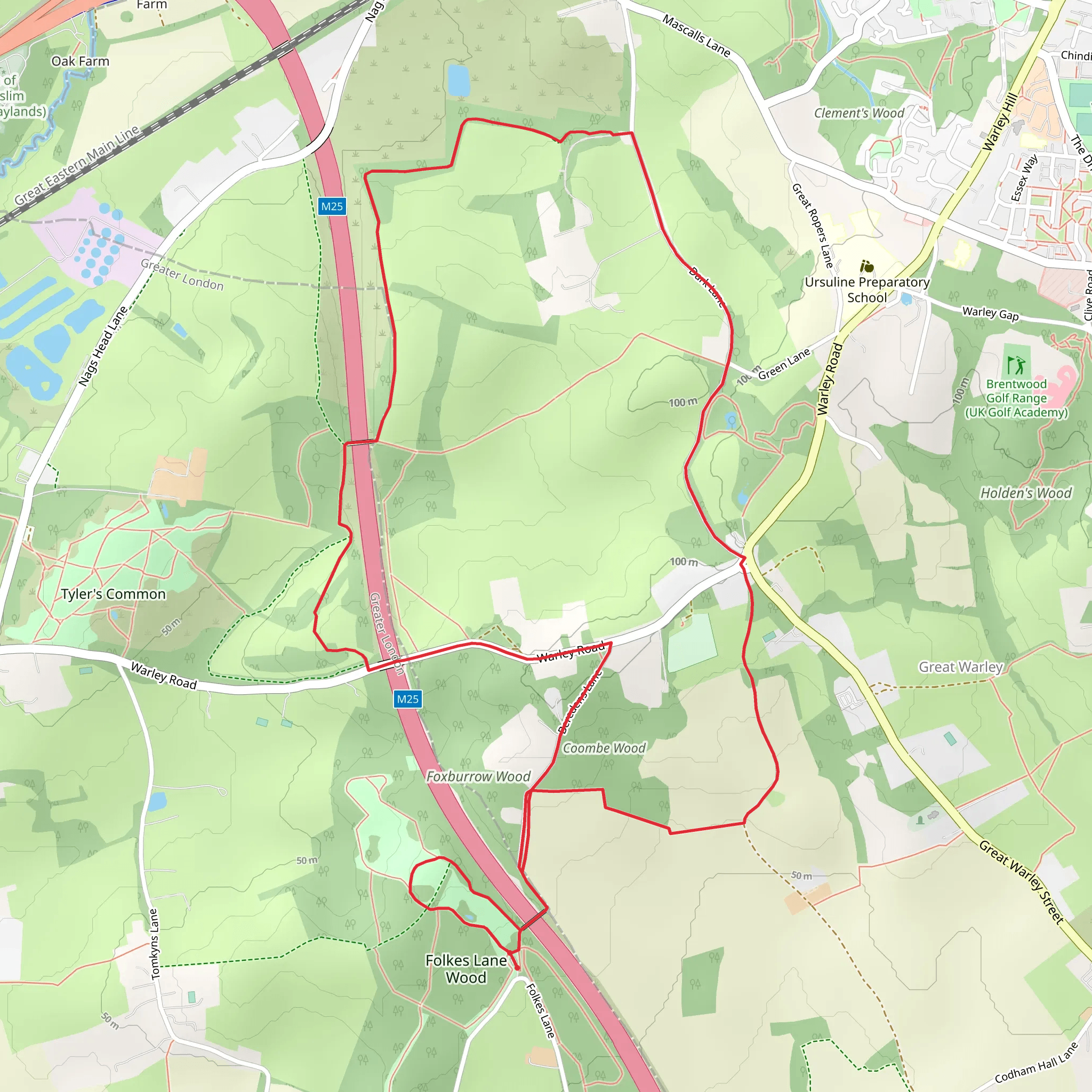 Coombe Wood and Lower Belt Loop mobile static map