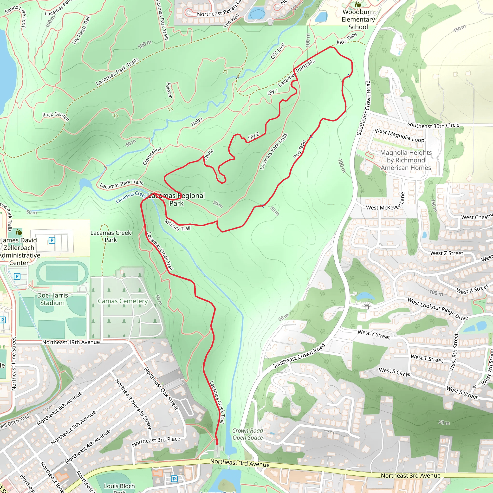 Oly 2 and Red Tape Loop mobile static map