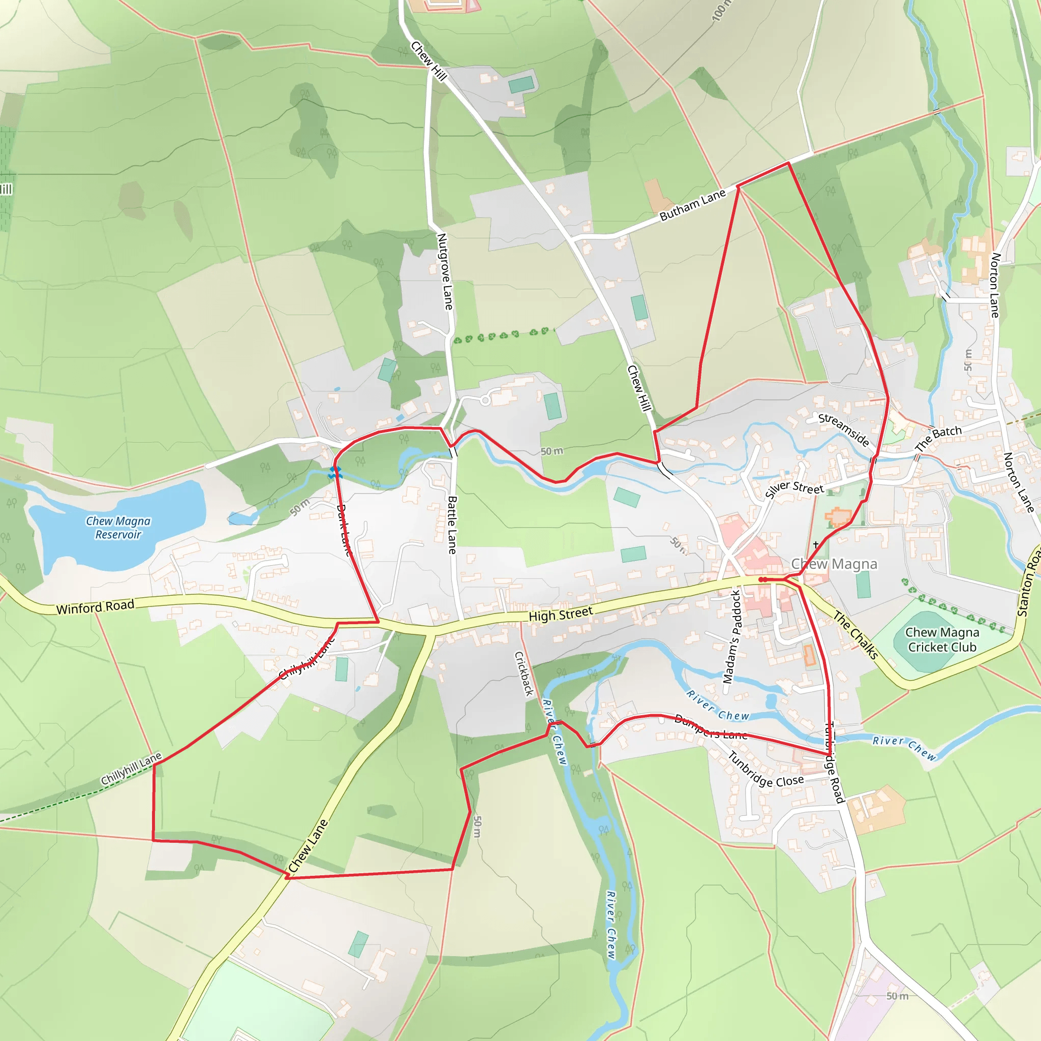 The Rookery and Weir Mill Loop mobile static map