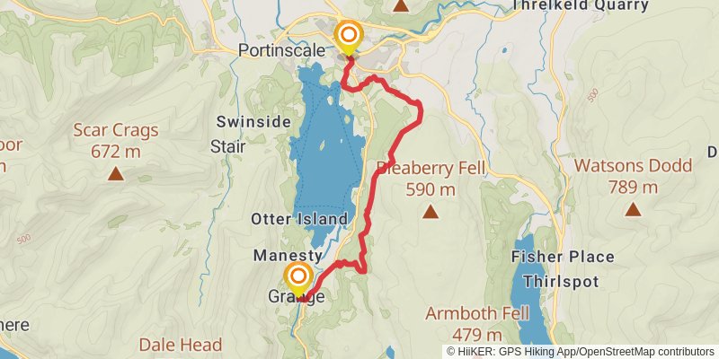 Derwent Water and Lakeland Hill Loop Walk stage 3 Map