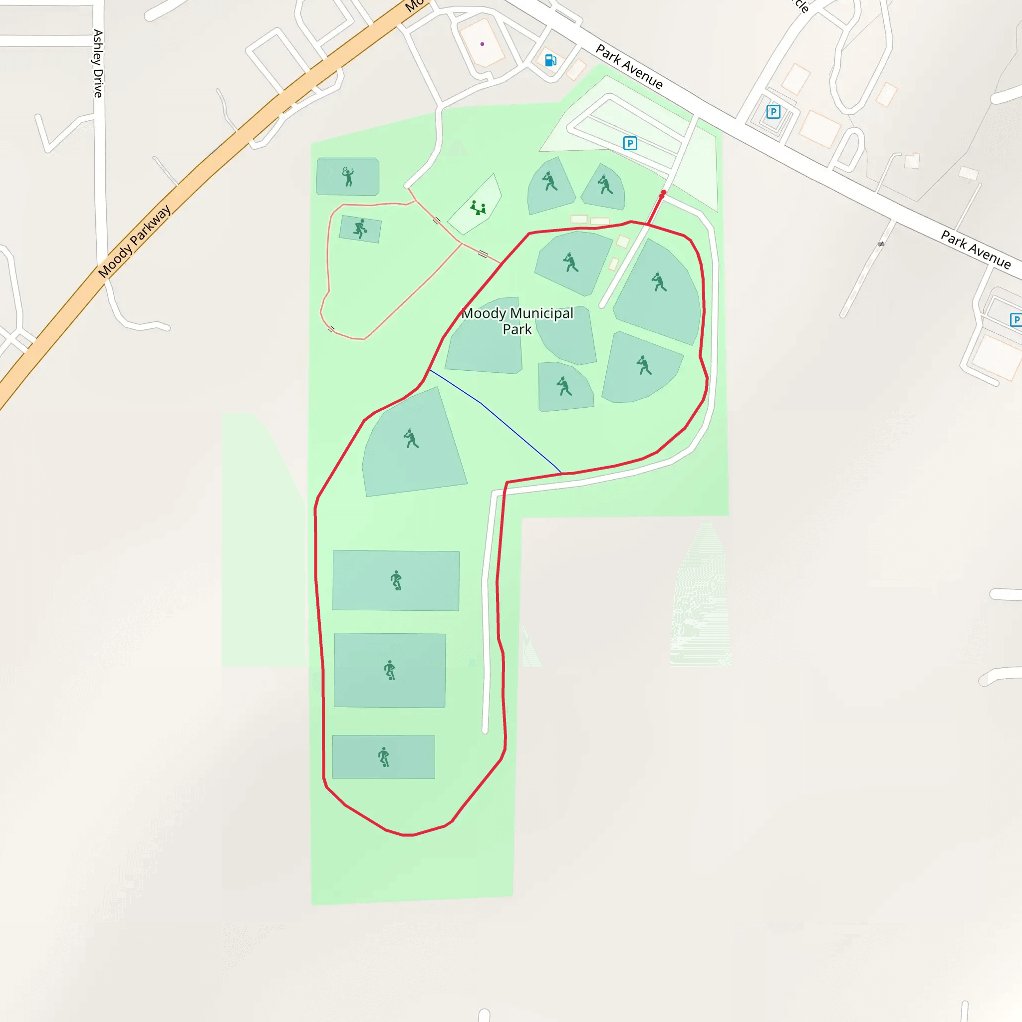 Moody Municipal Park Loop mobile static map