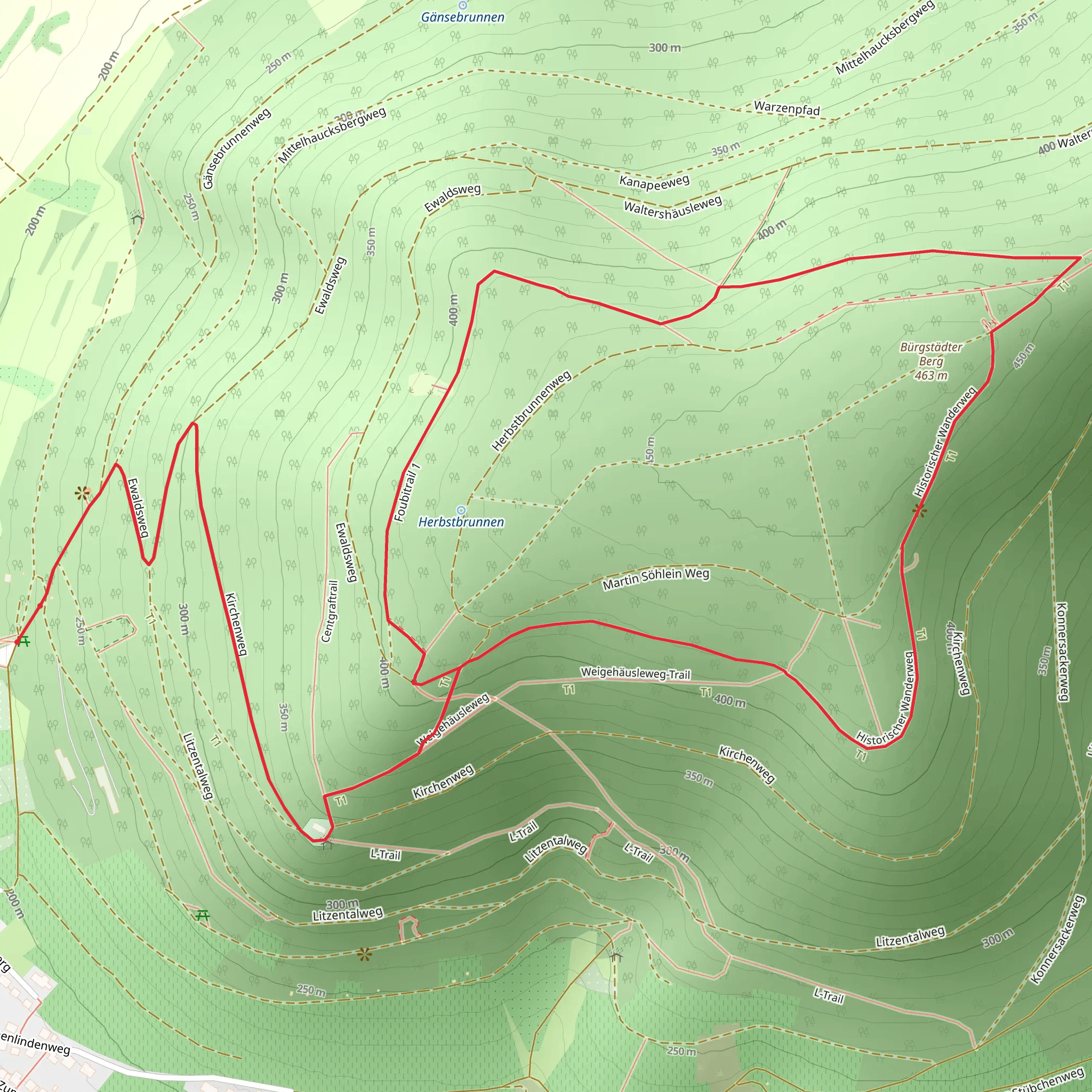 Nibelungensteig and Buergstadt mobile static map