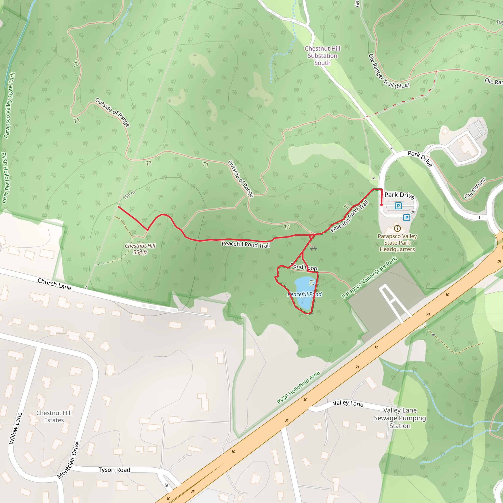 Peaceful Pond Loop Trail mobile static map
